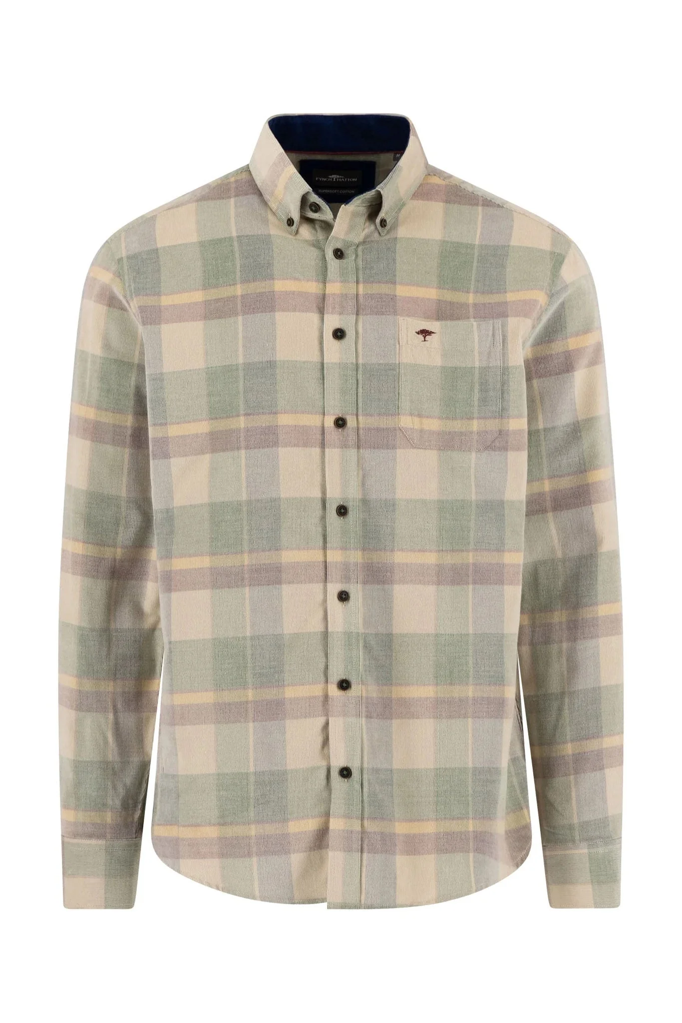 Button-Down Corduroy Check Shirt - Dark Leaf