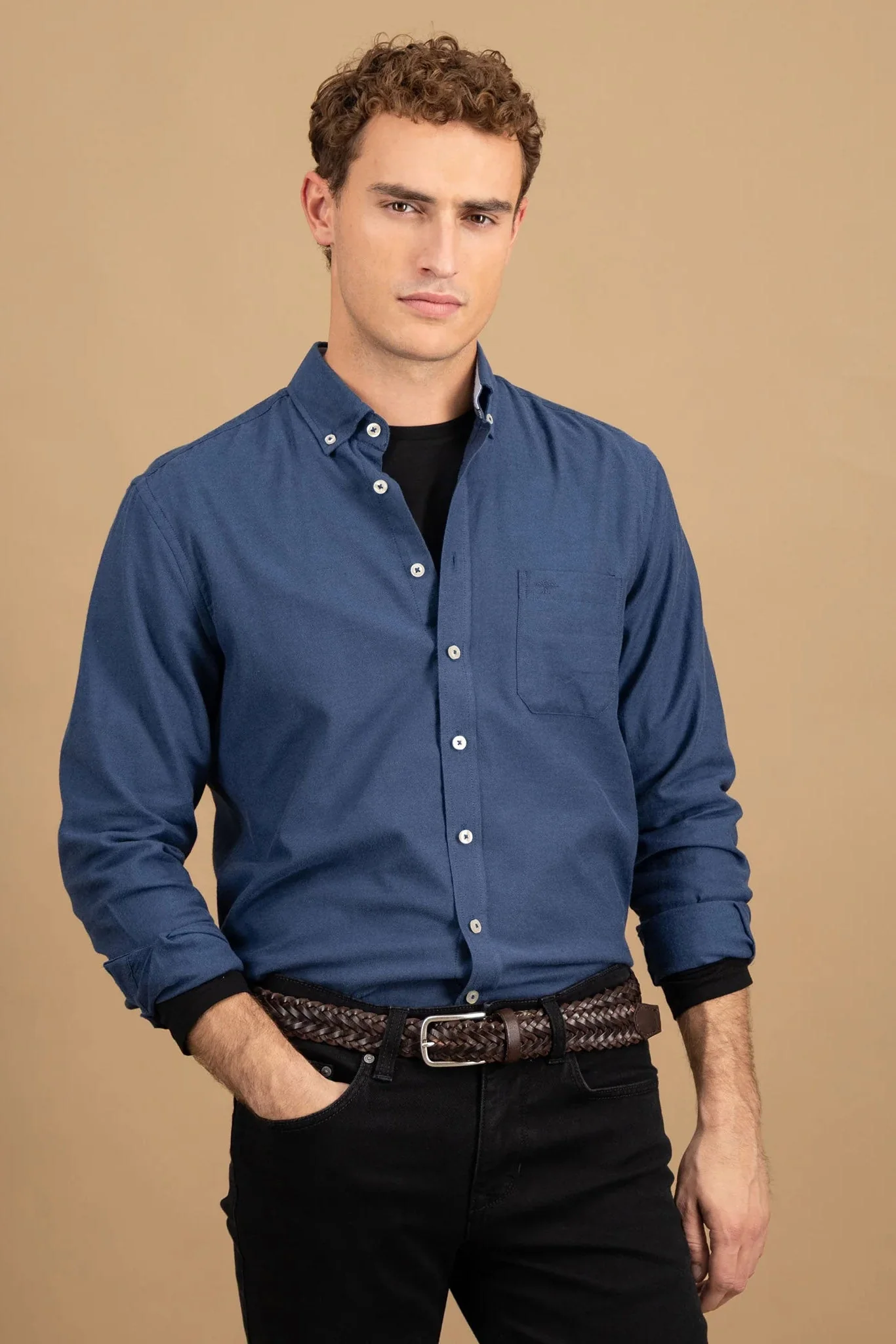 Button-Down Flannel Shirt - Navy - Image 4