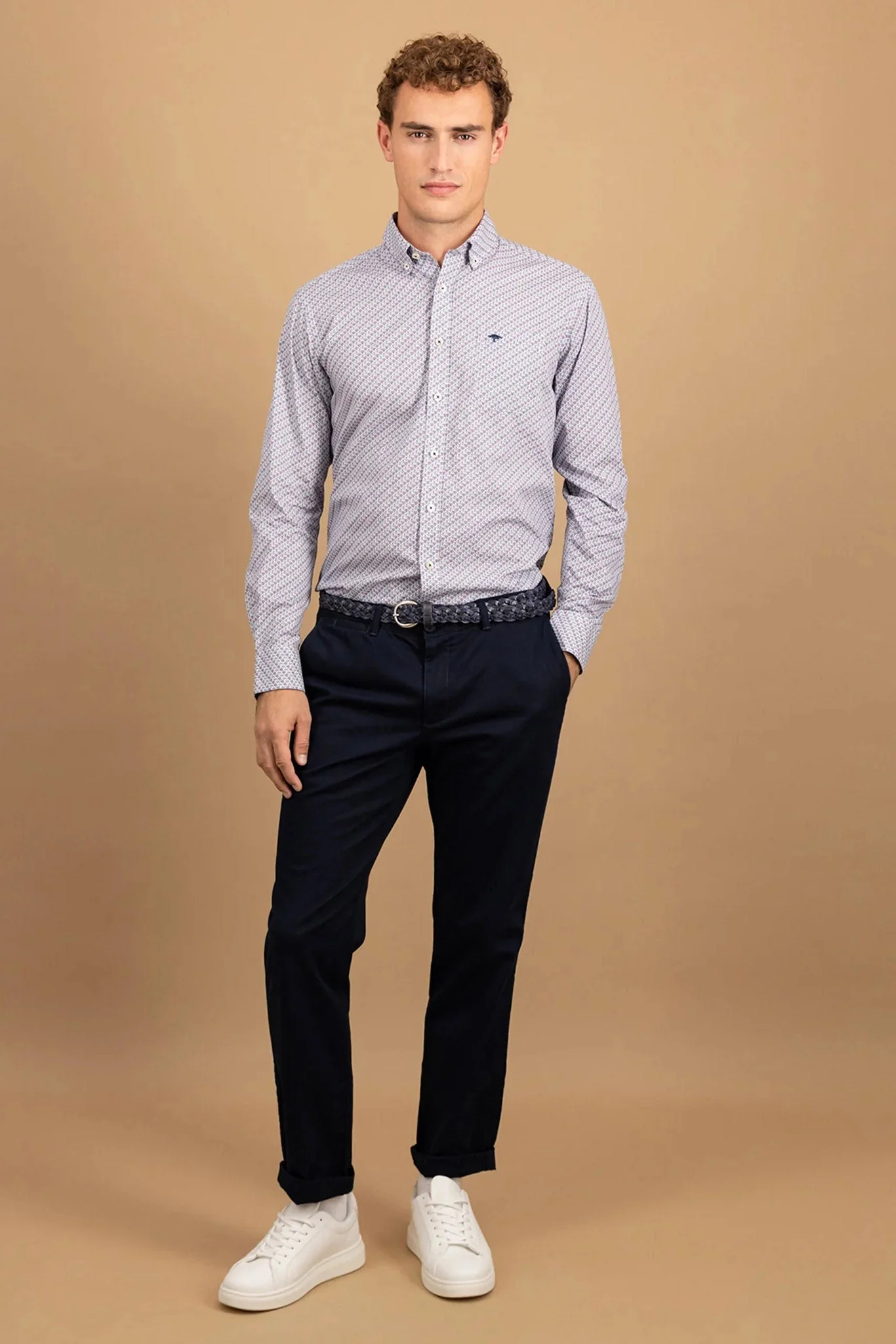 Button-Down Print Shirt - Deep Merlot - Image 3