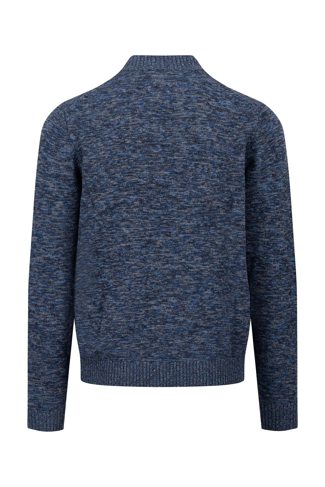 Quarter Button Melange Knit Jumper - Navy - Image 2