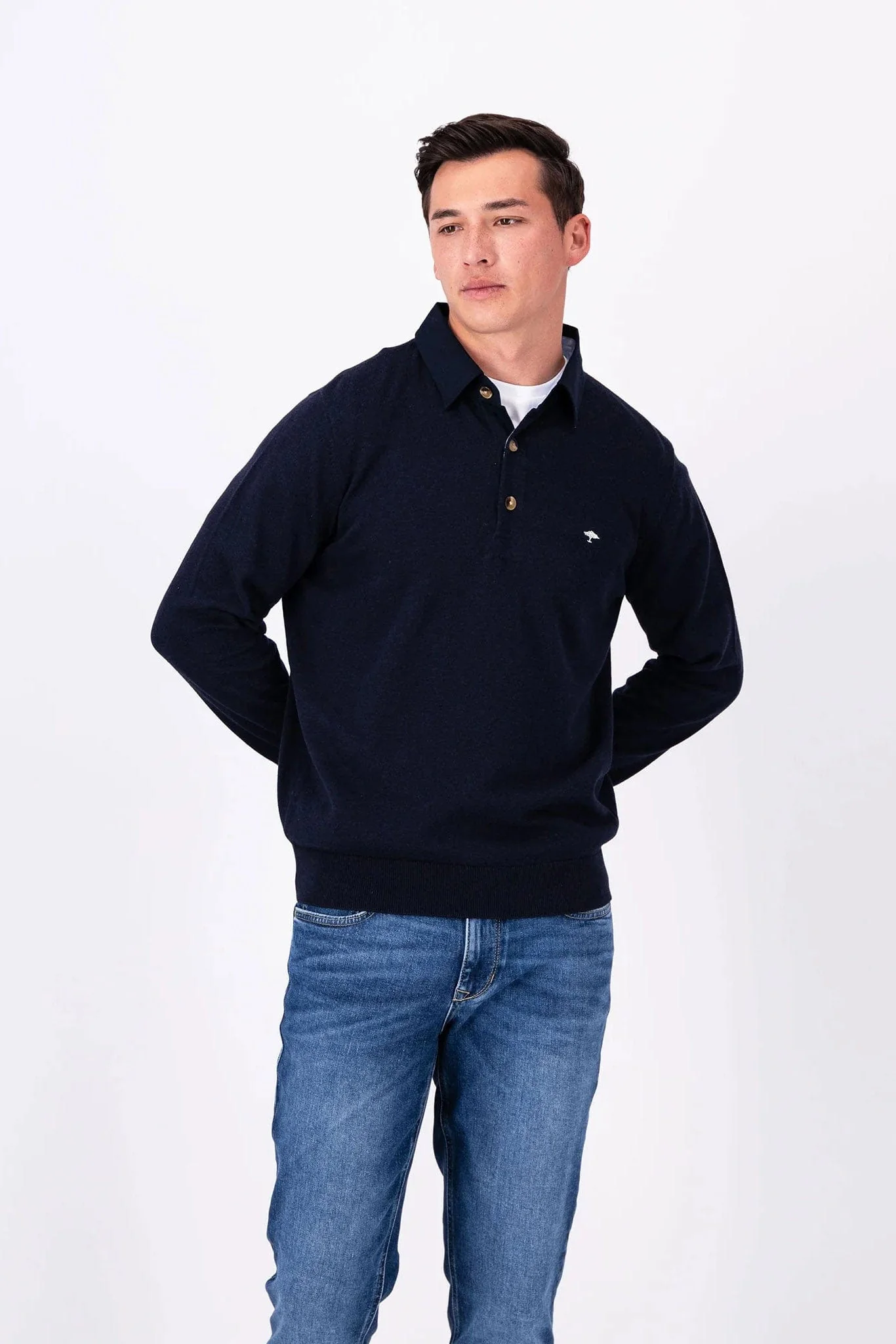 Cotton Rugby Shirt - Navy - Image 2