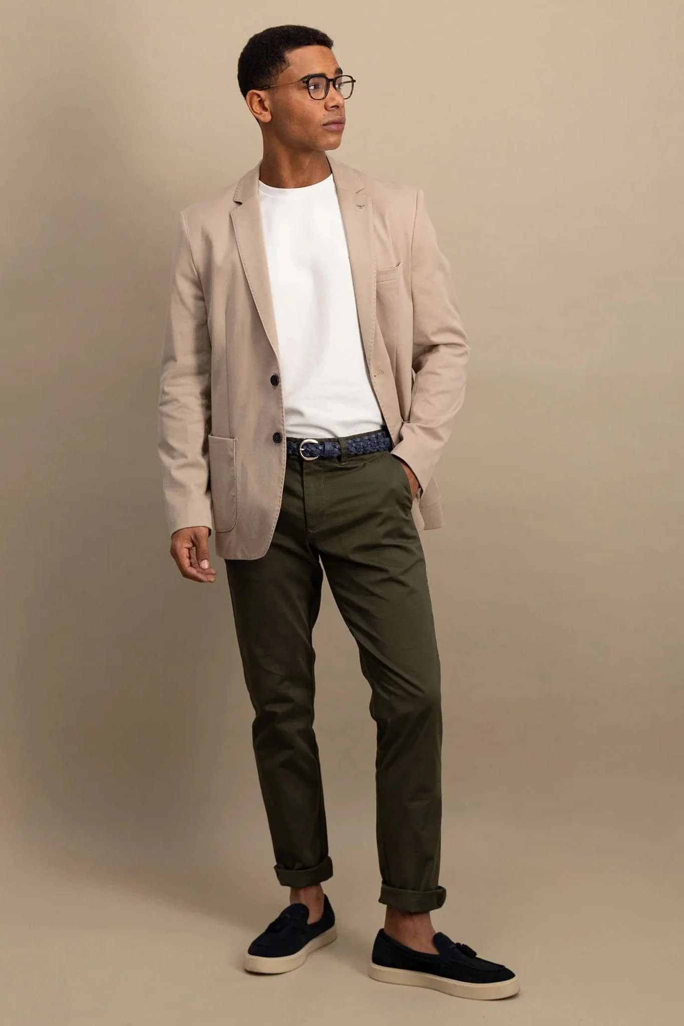 Cotton Twill Blazer - Beige - Image 2