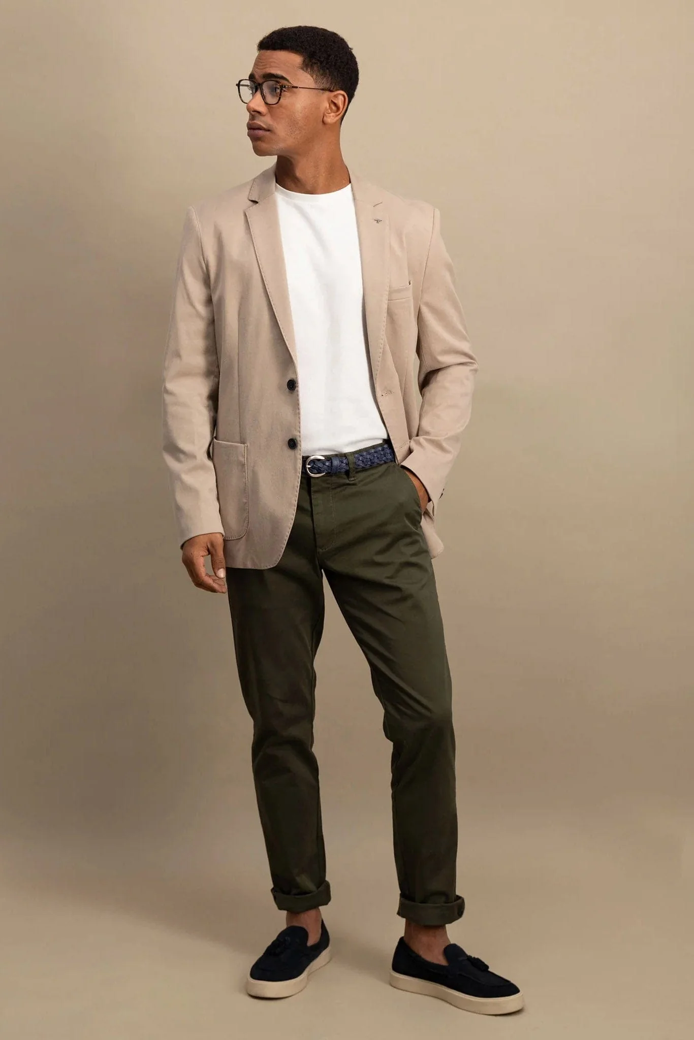 Cotton Twill Blazer - Beige - Image 4