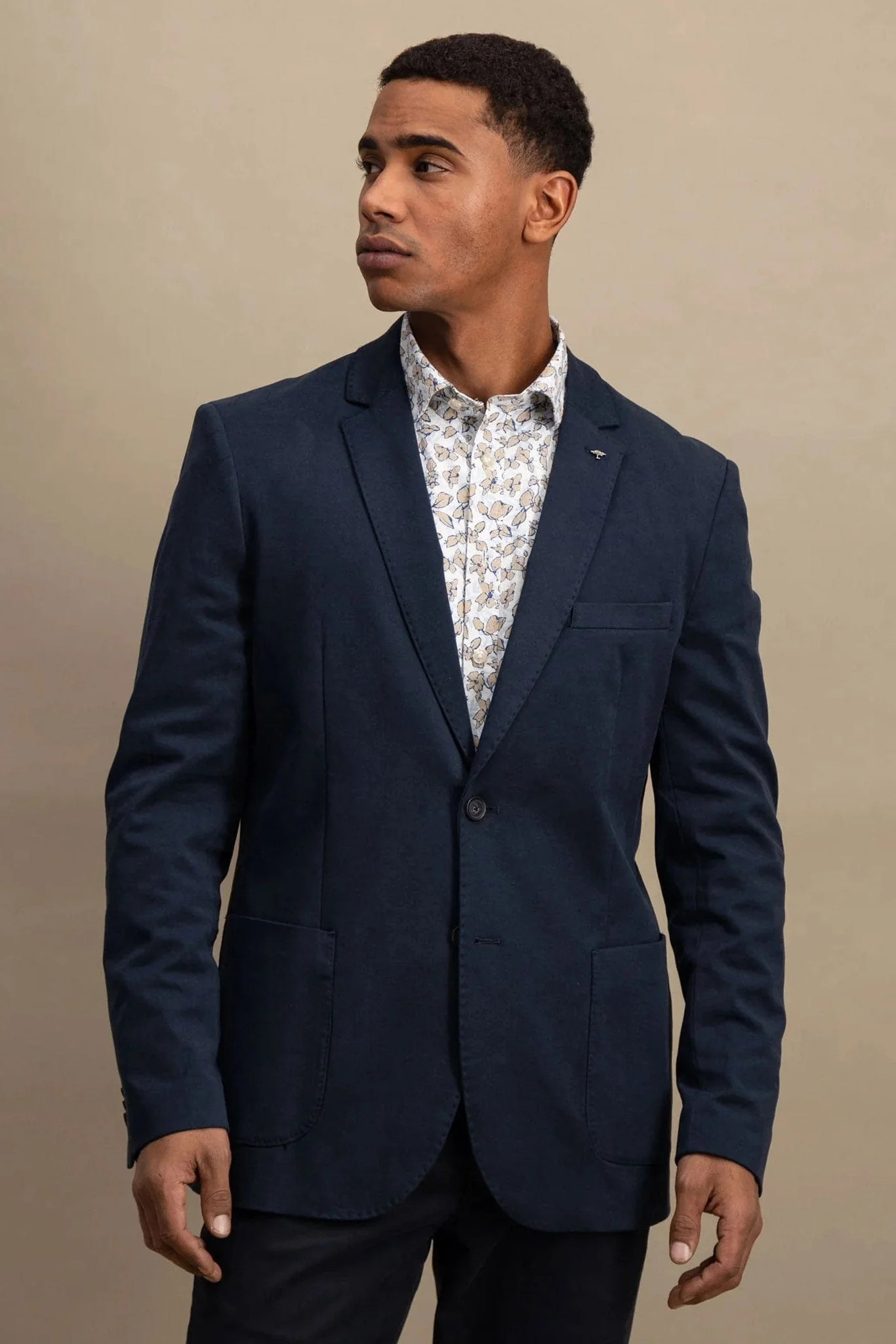 Cotton Twill Blazer - Dark Navy - Image 4