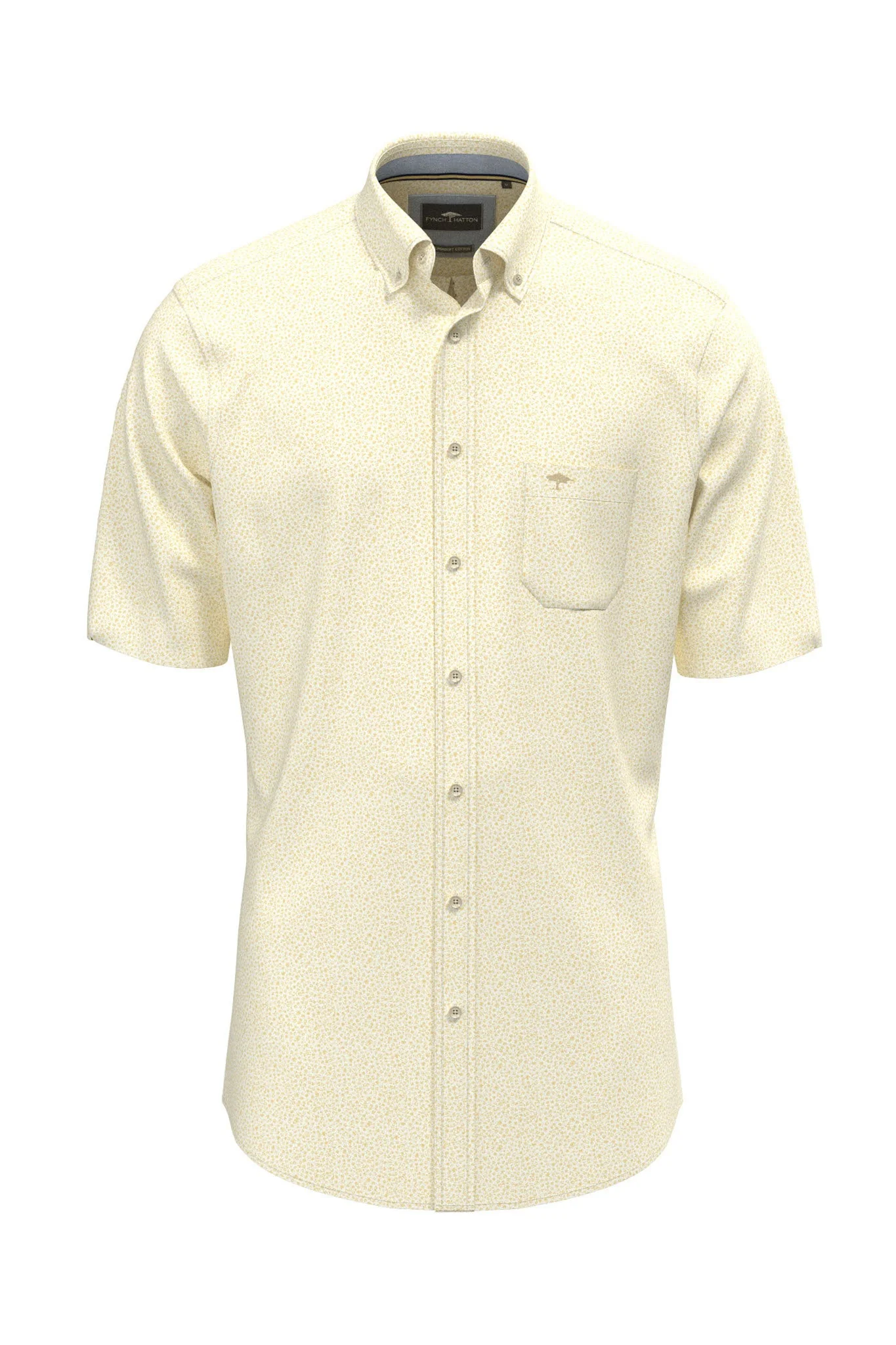Mini Floral Short Sleeve Shirt - Pale Yellow