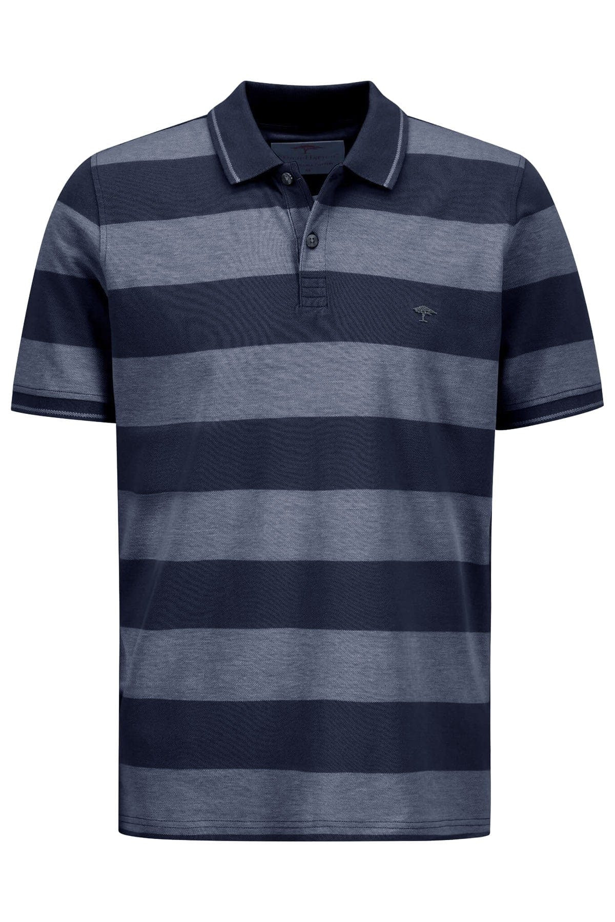 Two-Tone Stripe Polo - Navy