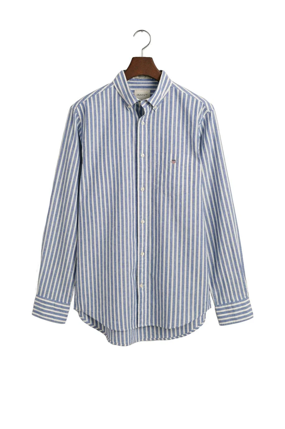 Linen Mix Stripe Regular Fit Long Sleeve Shirt - Rich Blue