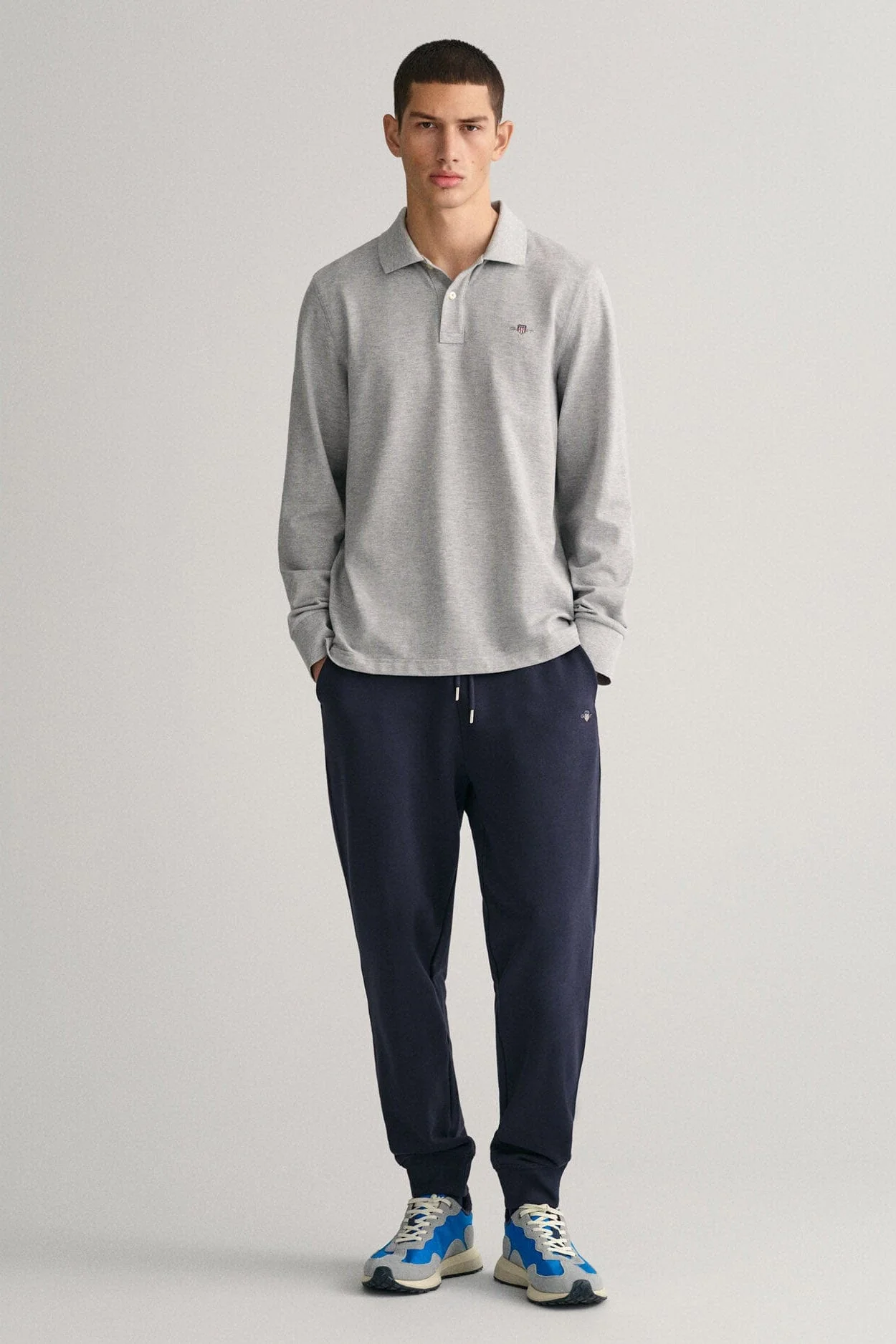 Regular Fit Long Sleeve Polo - Grey Melange - Image 4