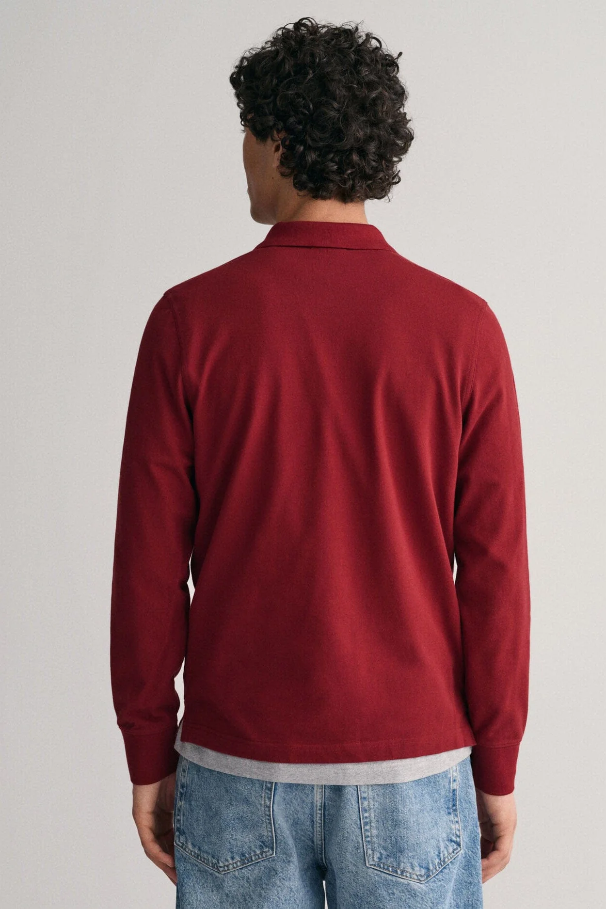 Regular Fit Long Sleeve Polo - Plumped Red - Image 3