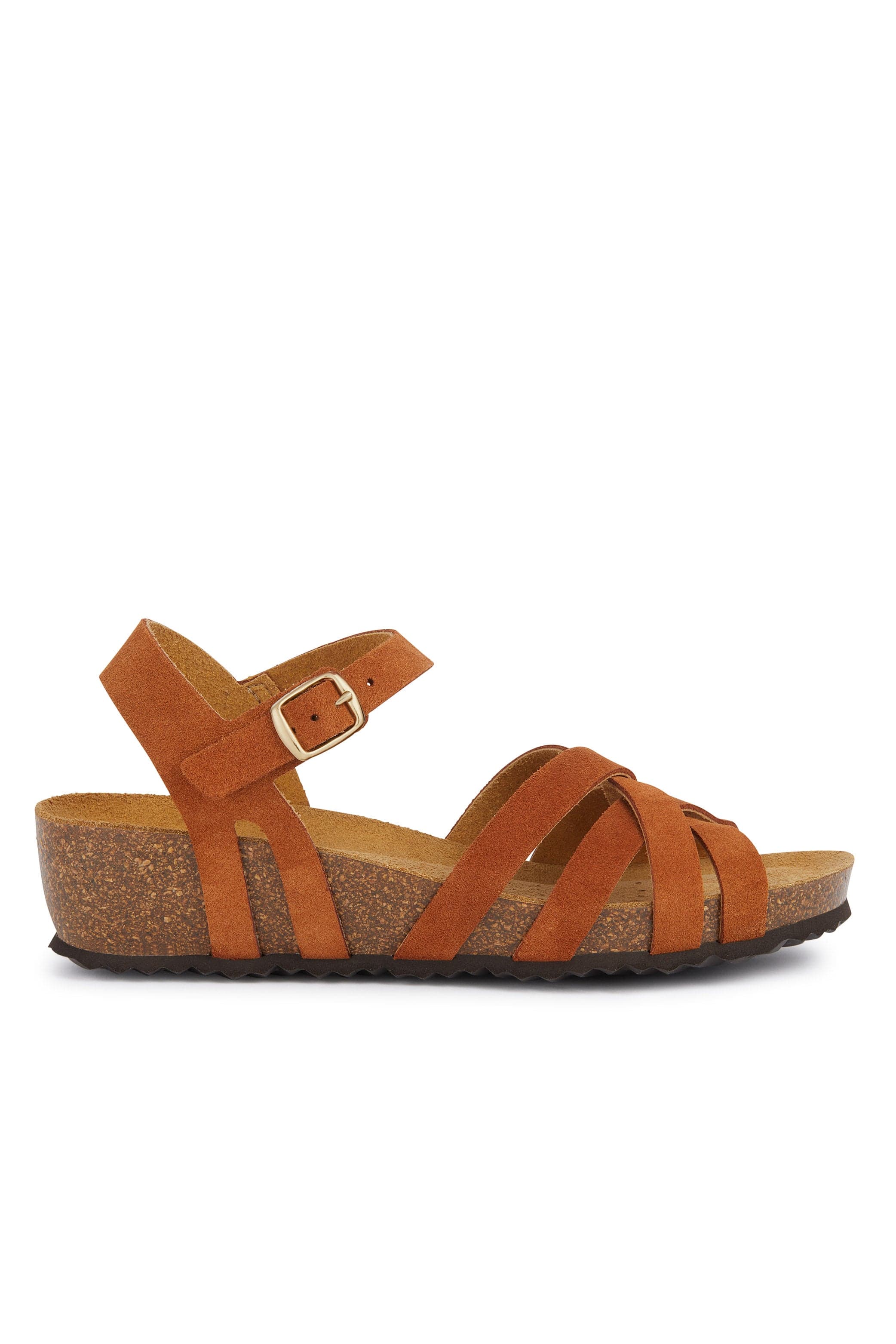 Sthellae Suede Leather Sandals - Cognac