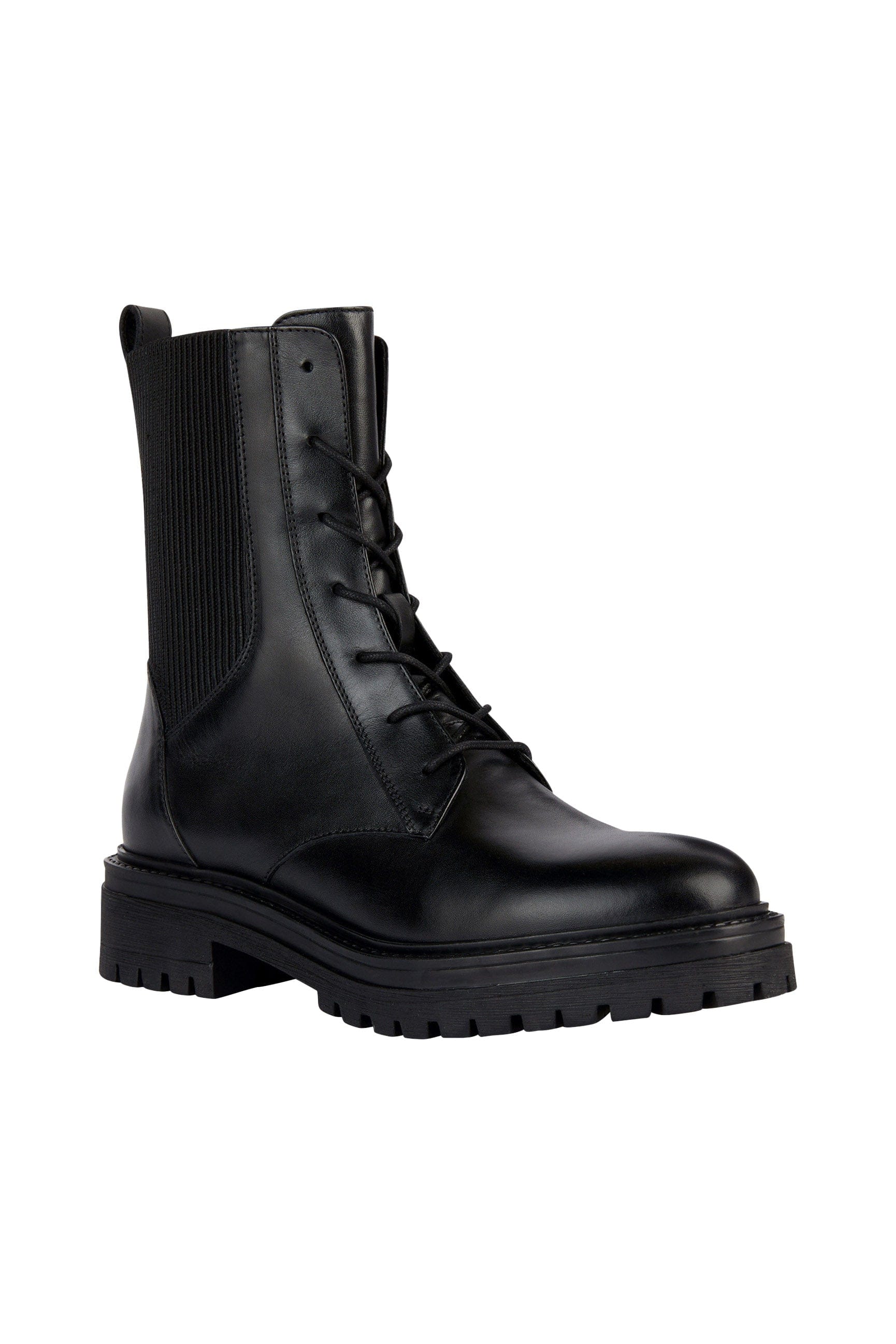 Womens Iridea N Leather Biker Ankle Boots - Black - Image 2