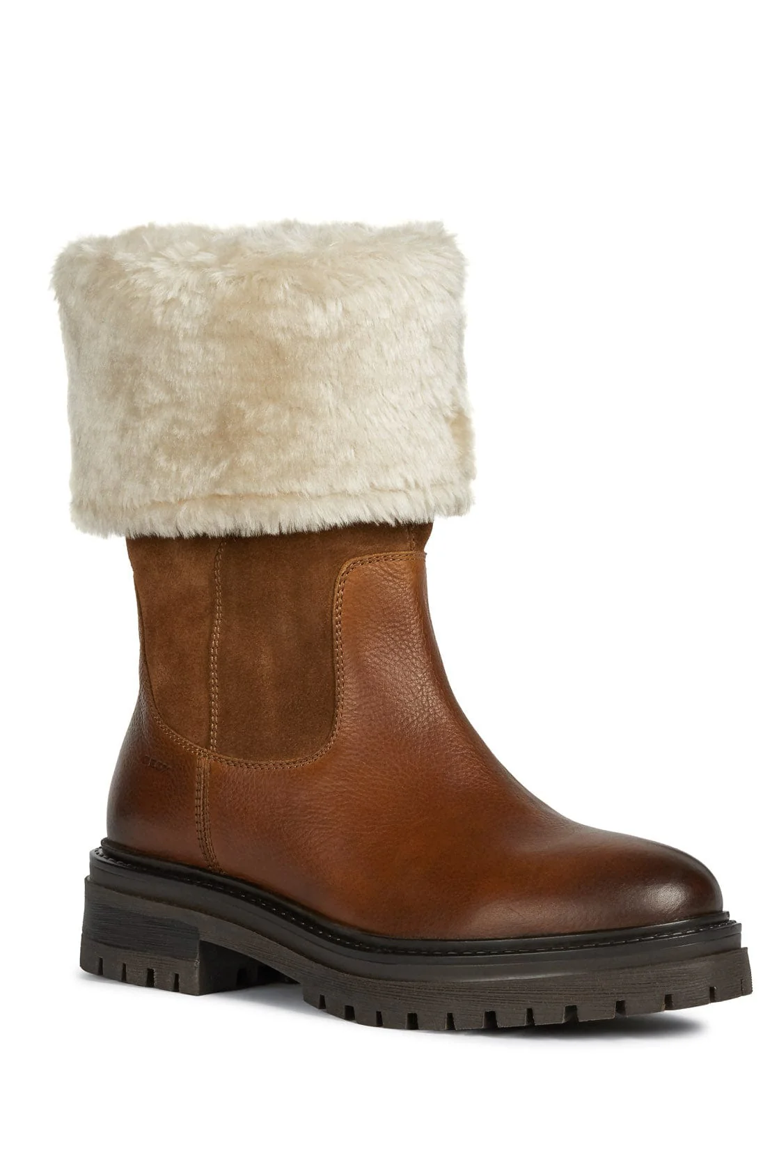 Women's Iridea Suede & Leather Faux Fur Lined Boots - Cognac - Image 2
