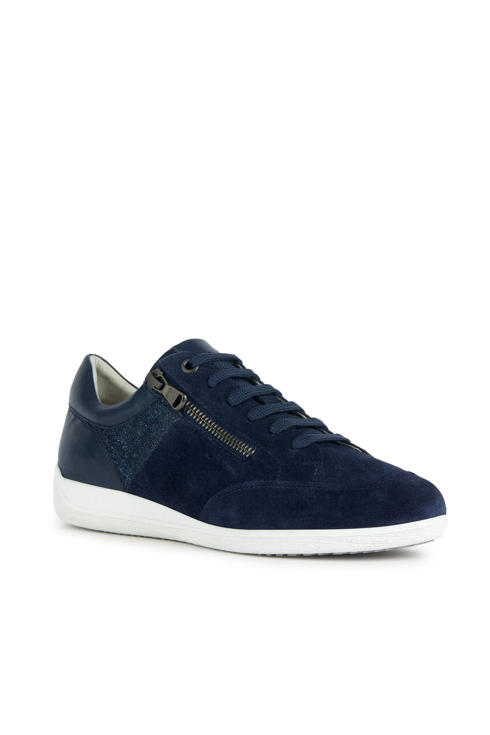Womens Myria Leather Lace up Trainers - Navy - Image 2