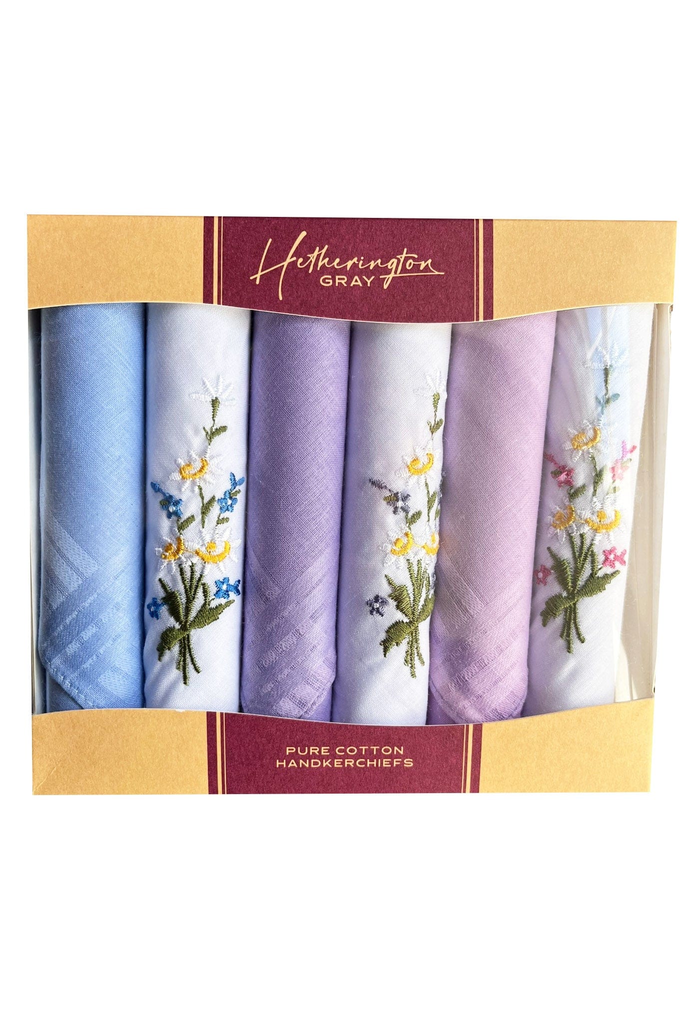 Womens Pure Cotton Embroidered Handkerchiefs 6 Pack - Multi