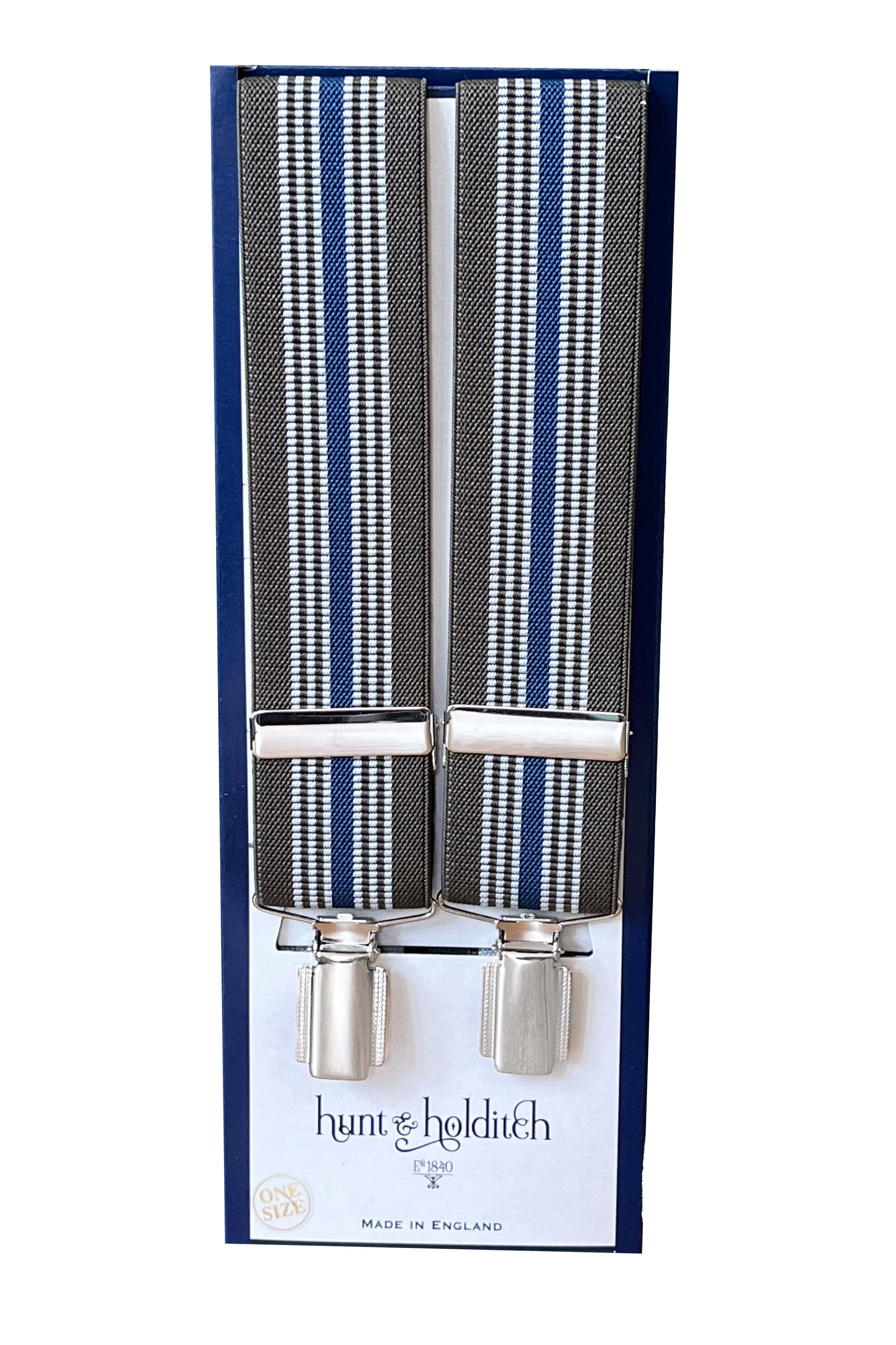 Stripe Detail 35mm Braces - Olive/Blue