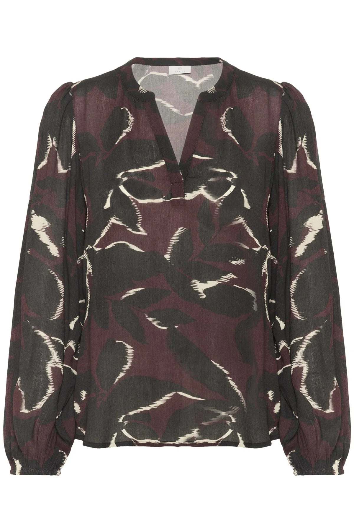 Beate Leaf Print Blouse - Windsor Wine/Black