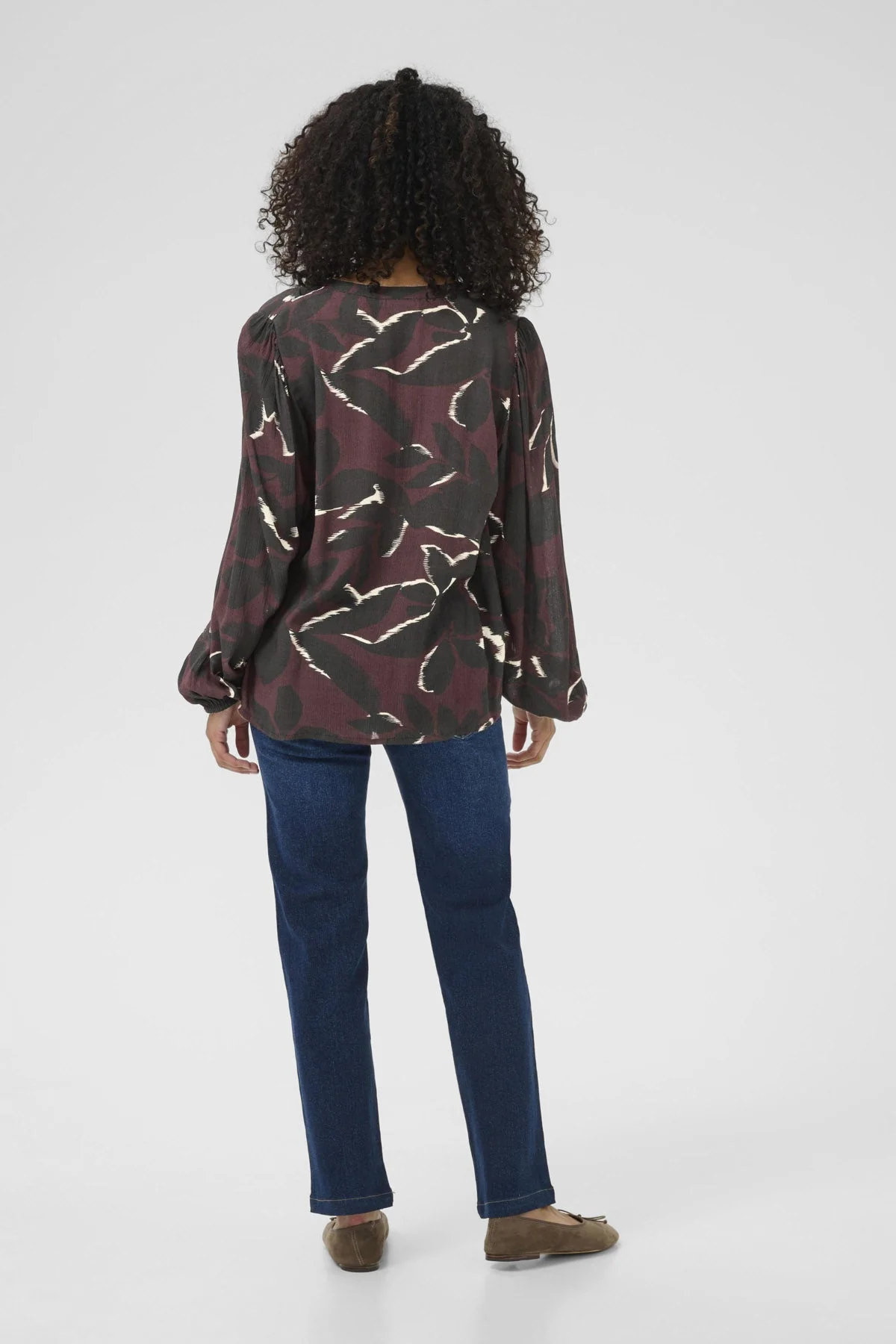Beate Leaf Print Blouse - Windsor Wine/Black - Image 5