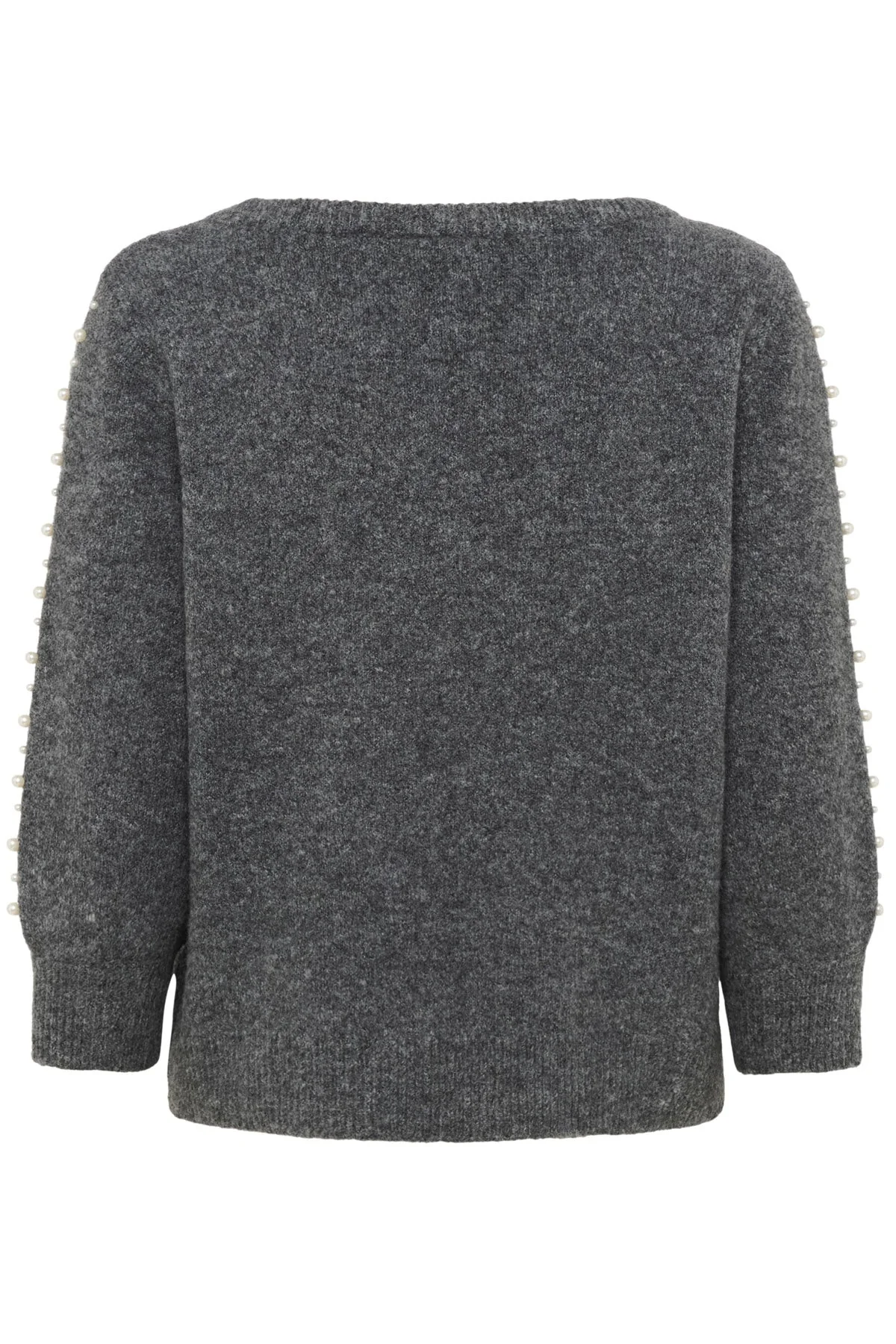 Betty Jumper with Pearl Detail Sleeves - Grey Melange - Image 6