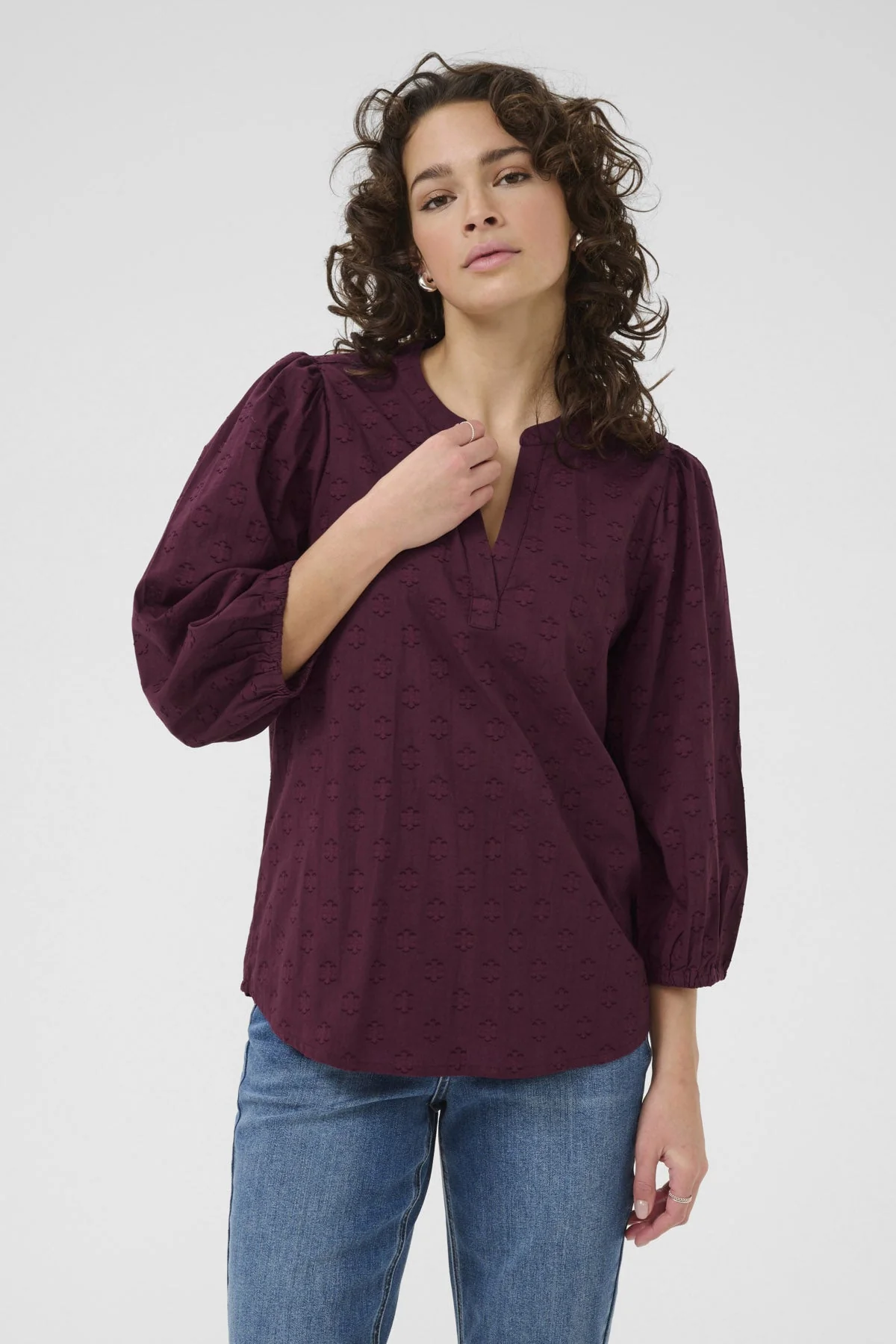 Enya Cotton Blouse - Windsor Wine - Image 3