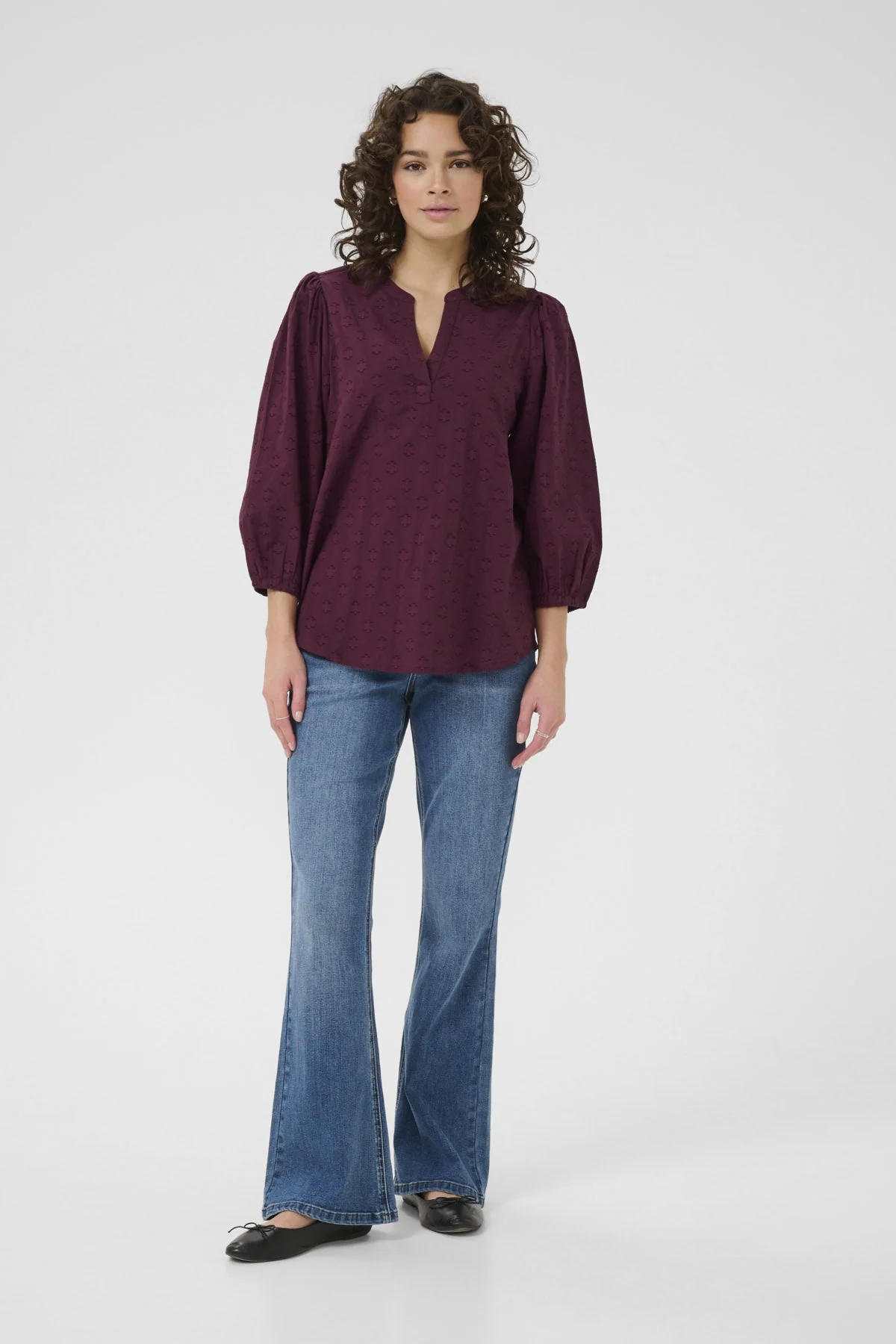 Enya Cotton Blouse - Windsor Wine - Image 4