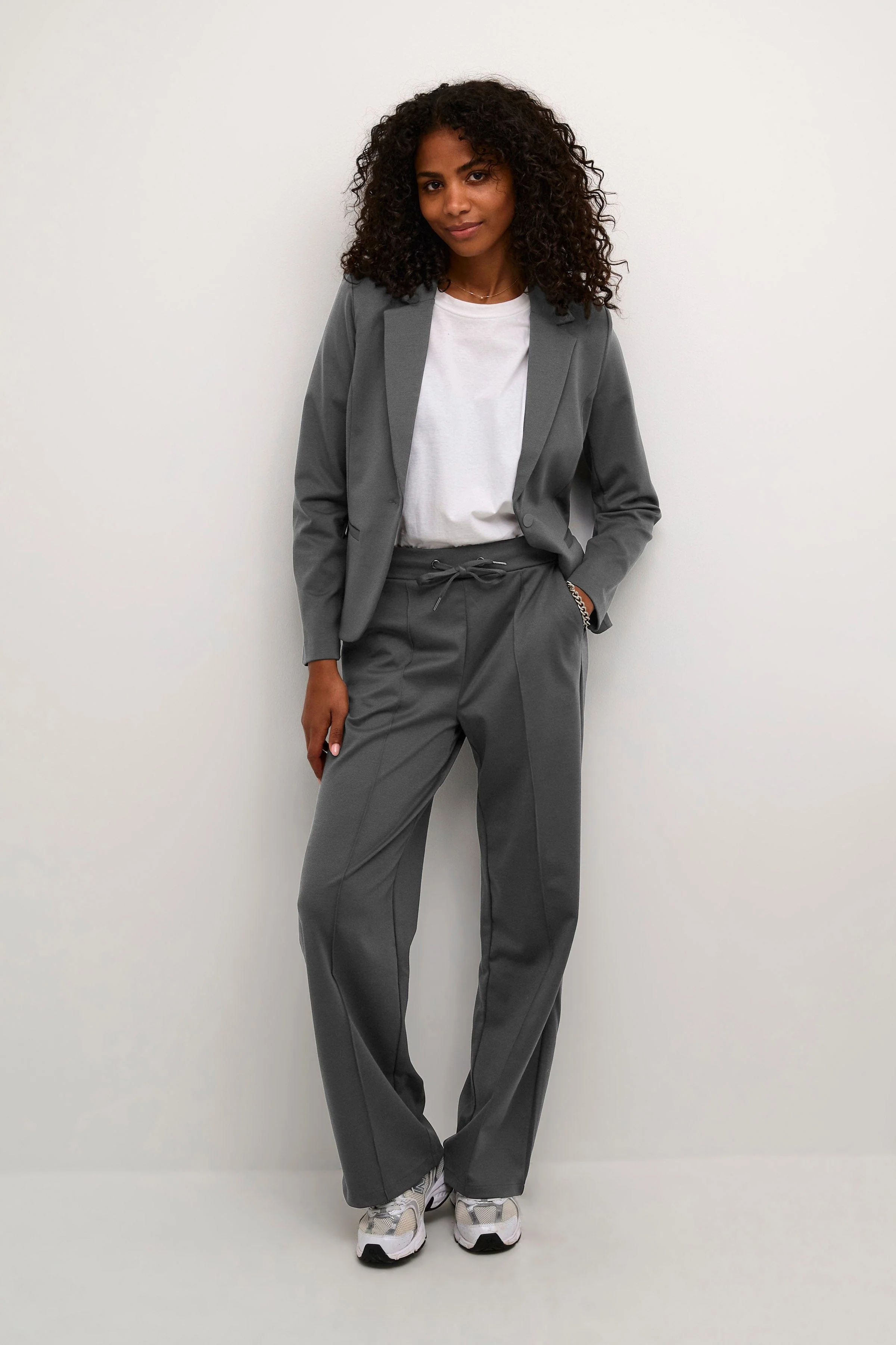 Jenny Wide Leg Jersey Trousers - Black Oyster - Image 2