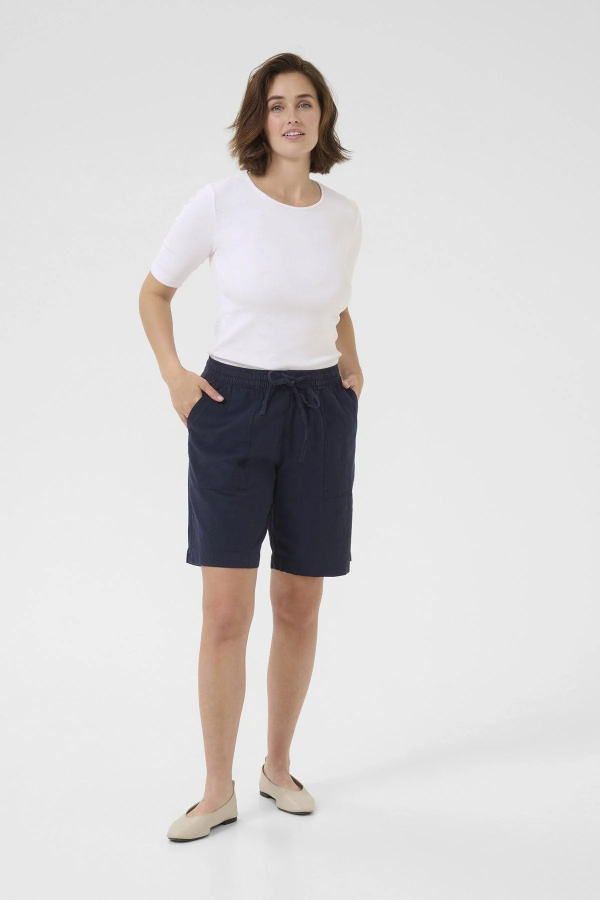 Naya Cotton Elasticated Waist Shorts - Midnight Marine - Image 2