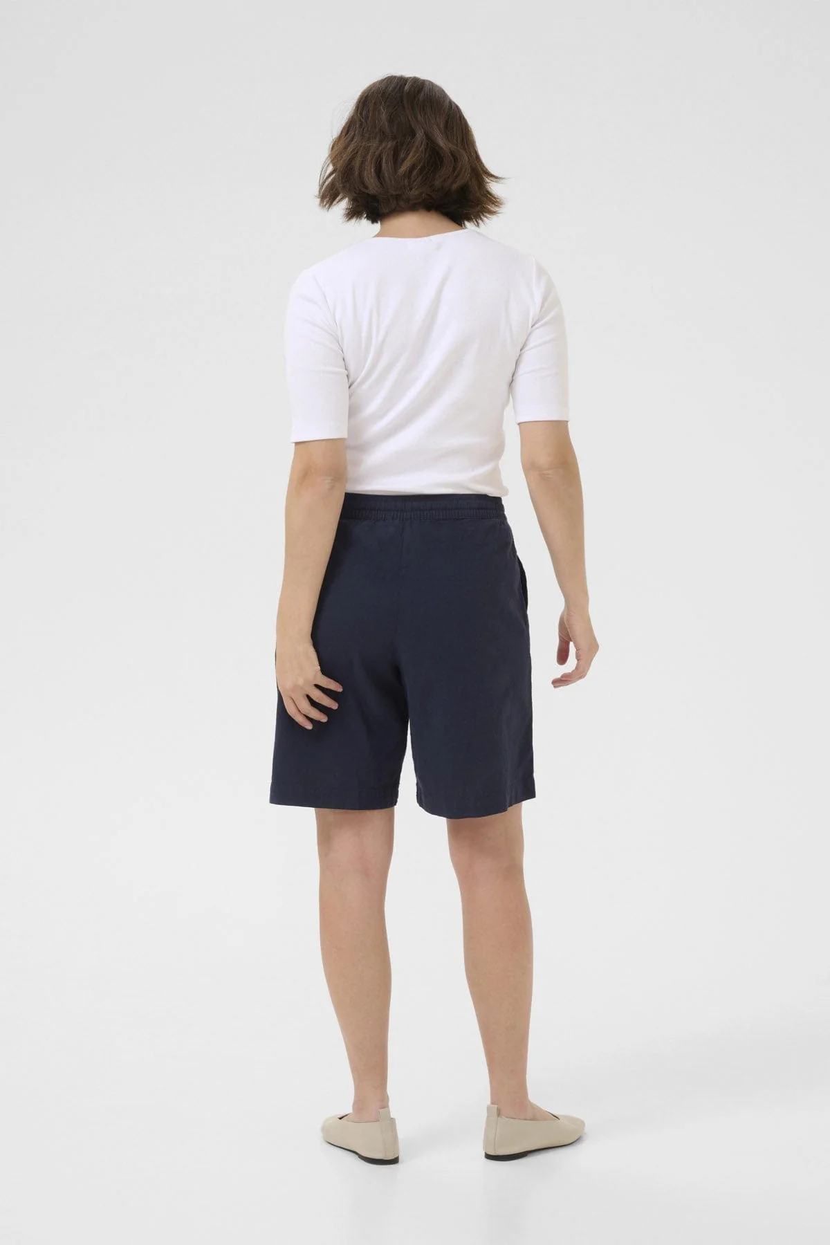 Naya Cotton Elasticated Waist Shorts - Midnight Marine - Image 3
