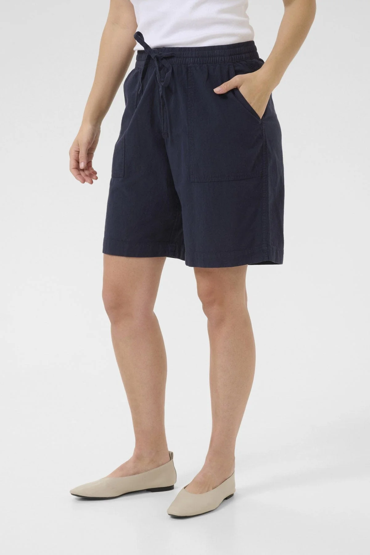 Naya Cotton Elasticated Waist Shorts - Midnight Marine - Image 4