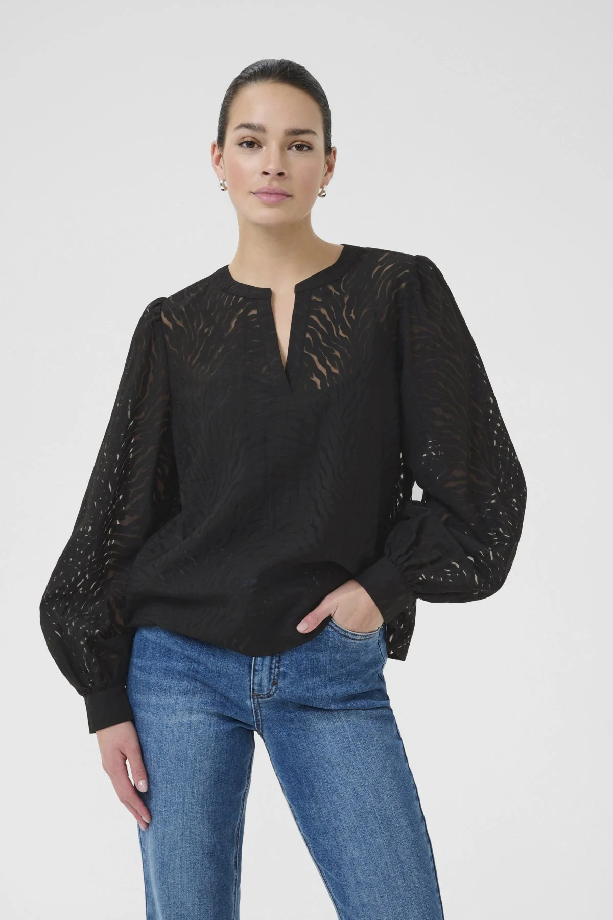 Vivian Printed Blouse - Black - Image 2