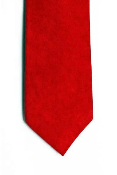 Faux Suede Effect Tie - Red
