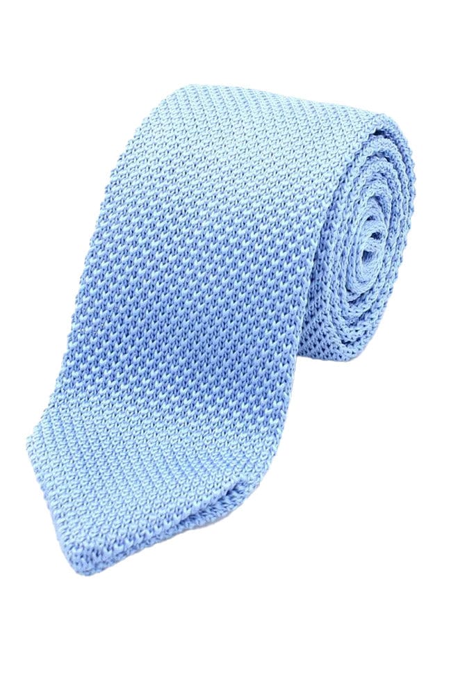 Knitted Slim Tie - Light Blue