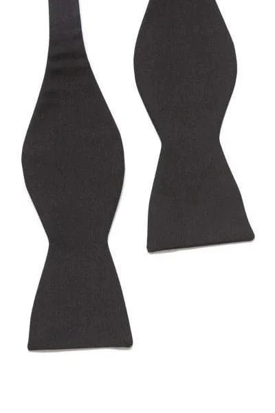 Plain Barathea Silk Self-Tie Bow Tie - Black