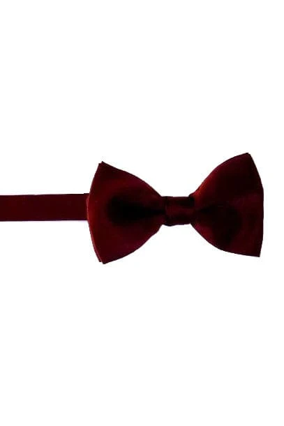 Plain Satin Ready Tied Bow Tie - Wine