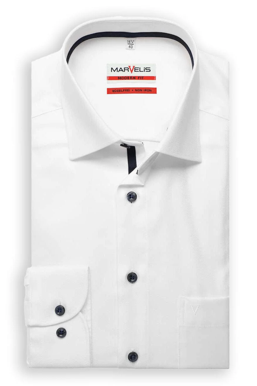 Non-Iron Modern Fit Twill Shirt - White