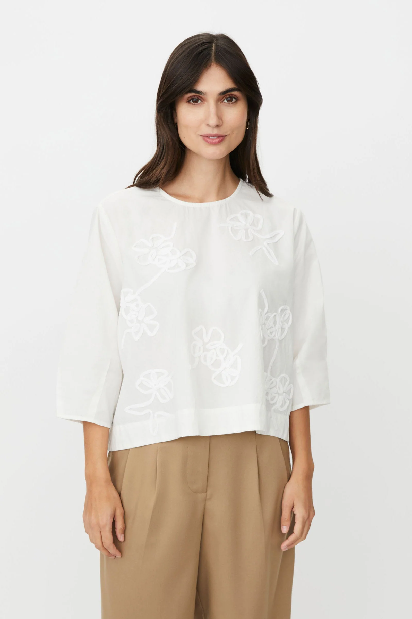 Drenithra Embroidered Floral Blouse - Jet Stream