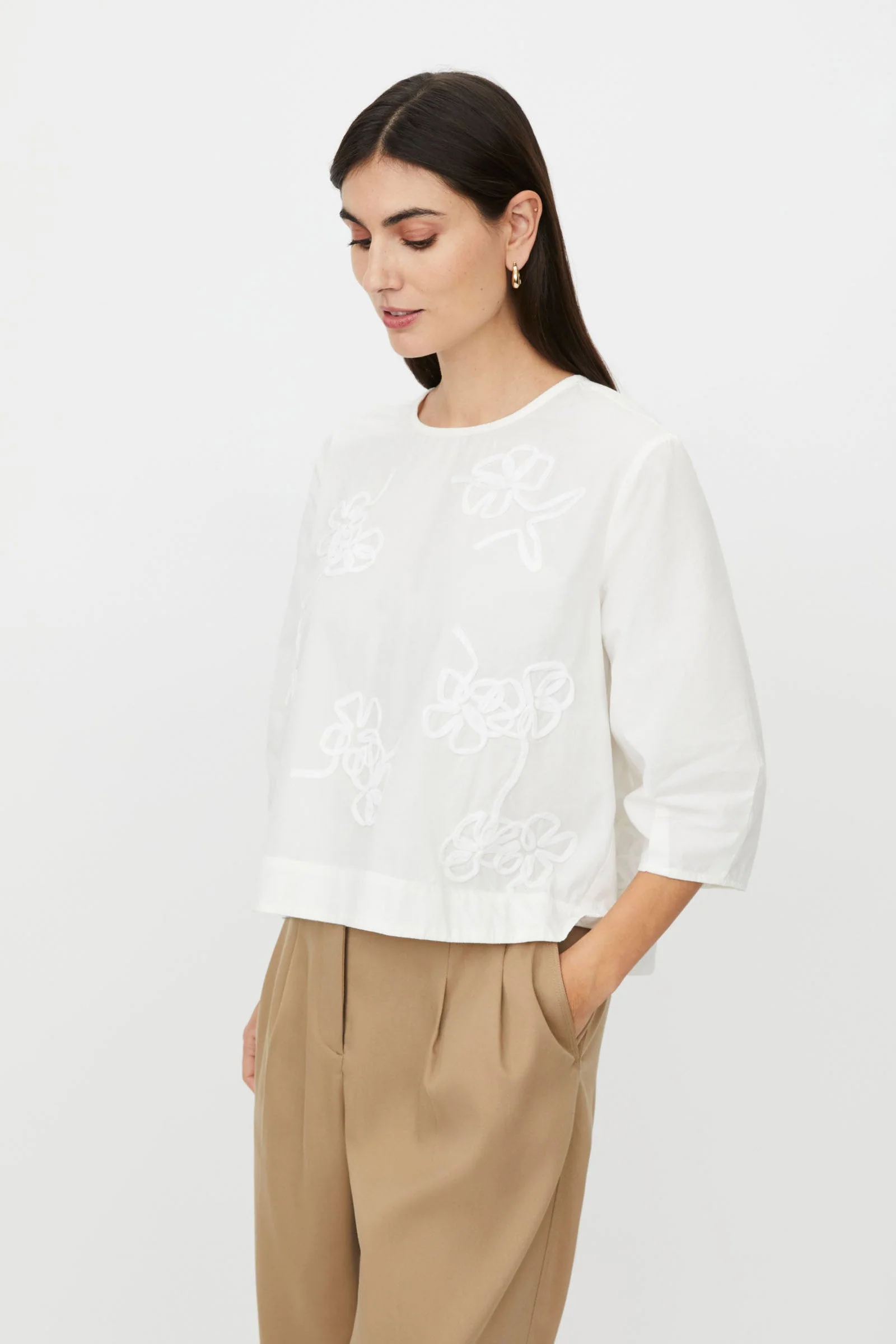 Drenithra Embroidered Floral Blouse - Jet Stream - Image 2