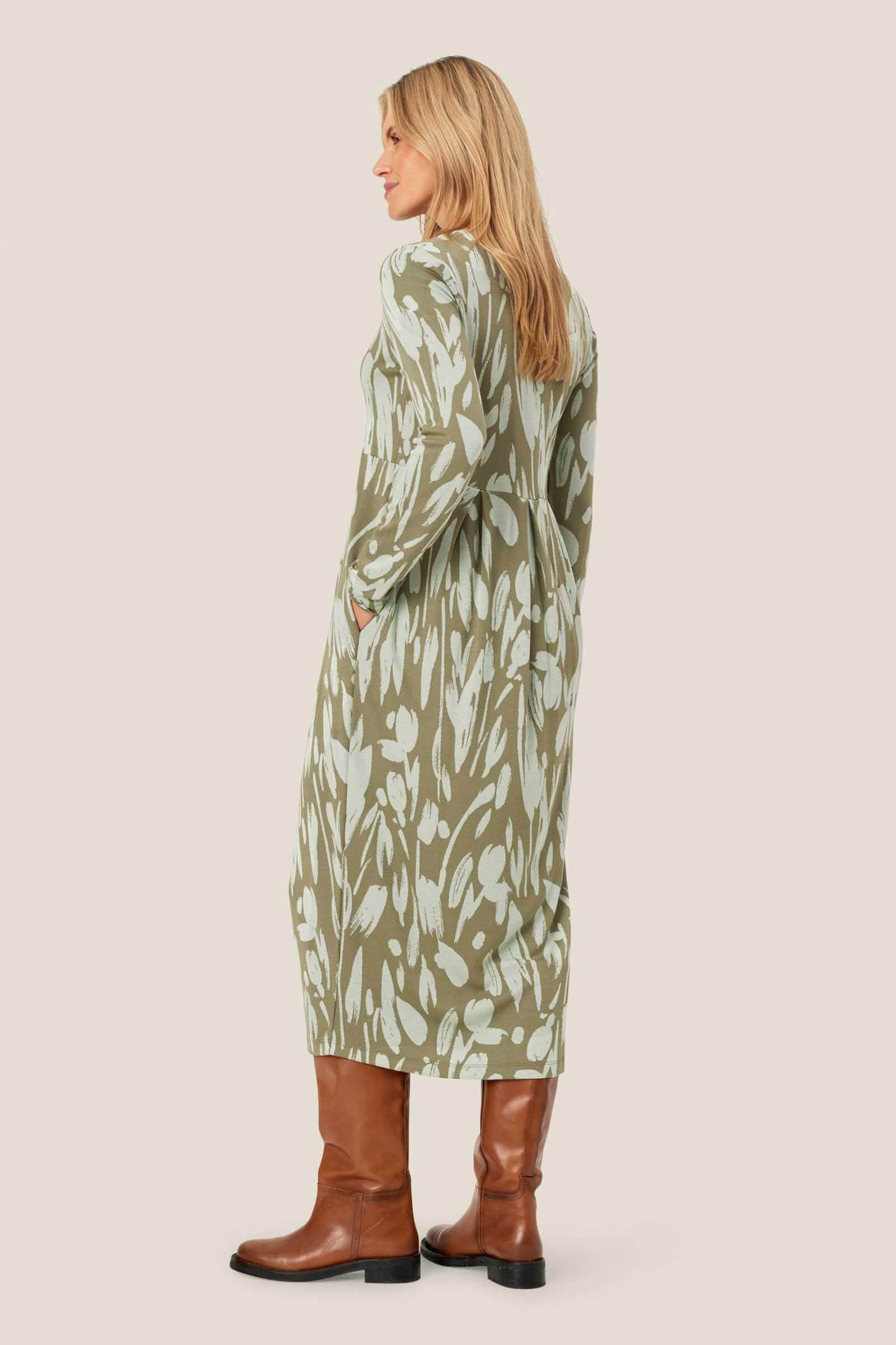 Nilana Printed Jersey Midi Dress - Frosty Green - Image 3