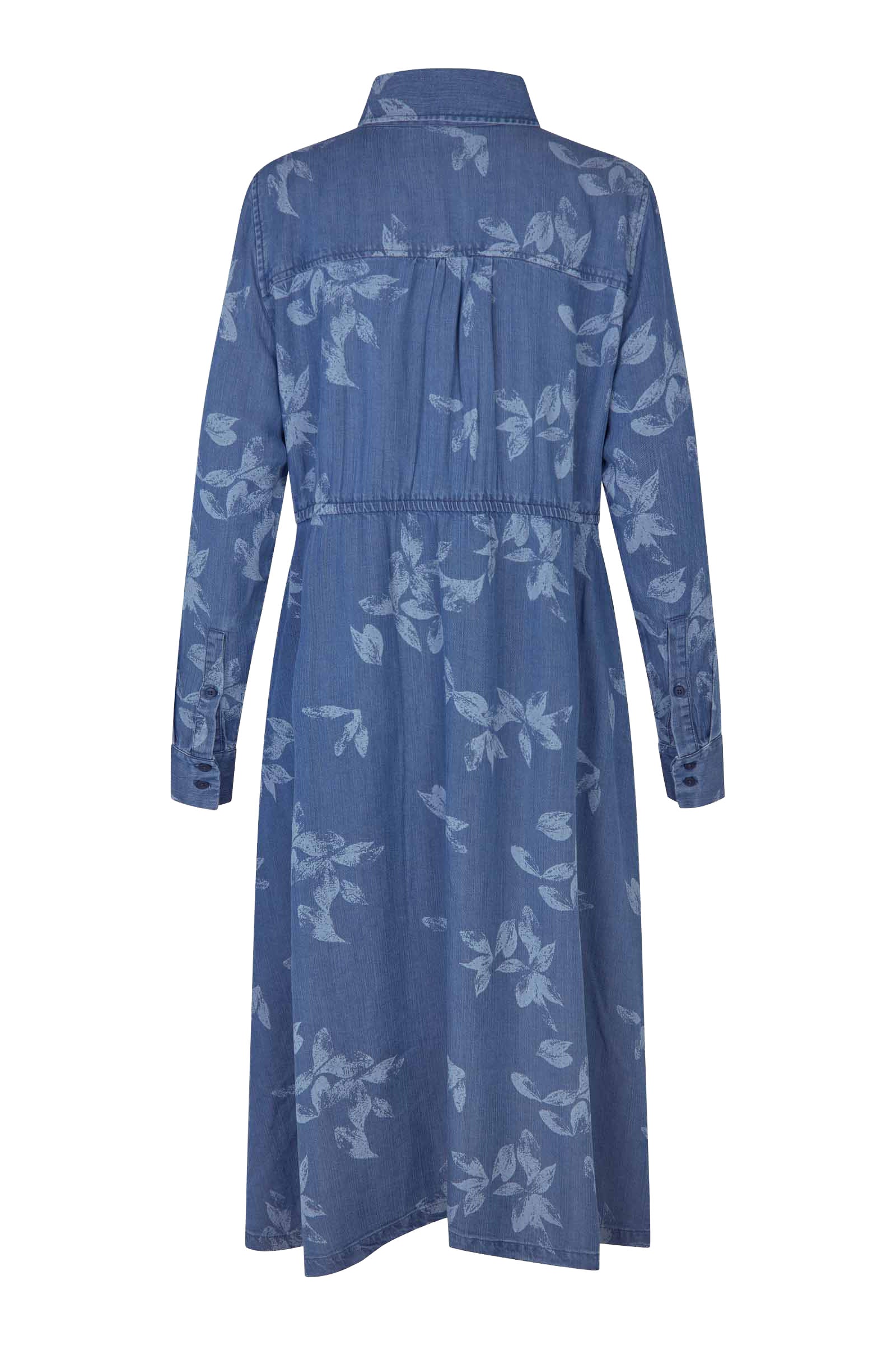 Norvinu Printed Denim Shirt Dress - Blue Denim - Image 12
