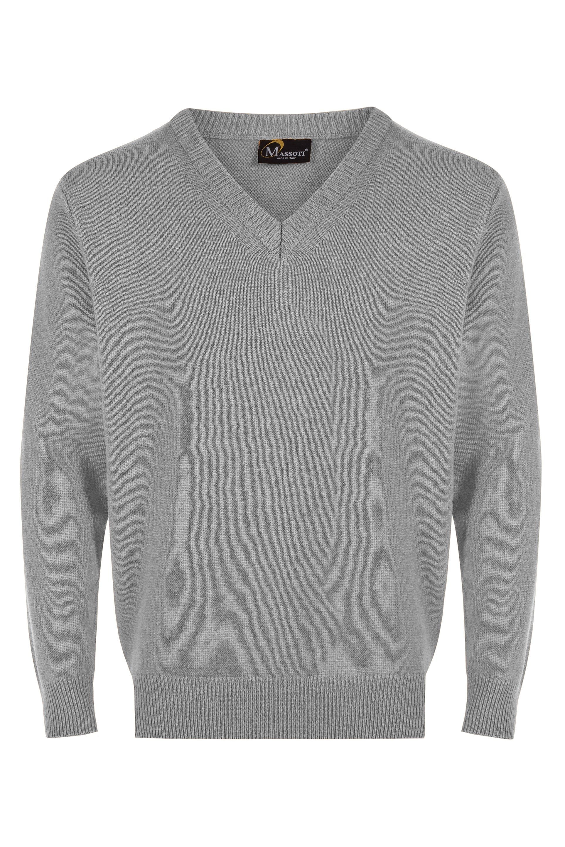 Lambswool V Neck Jumper - Silver