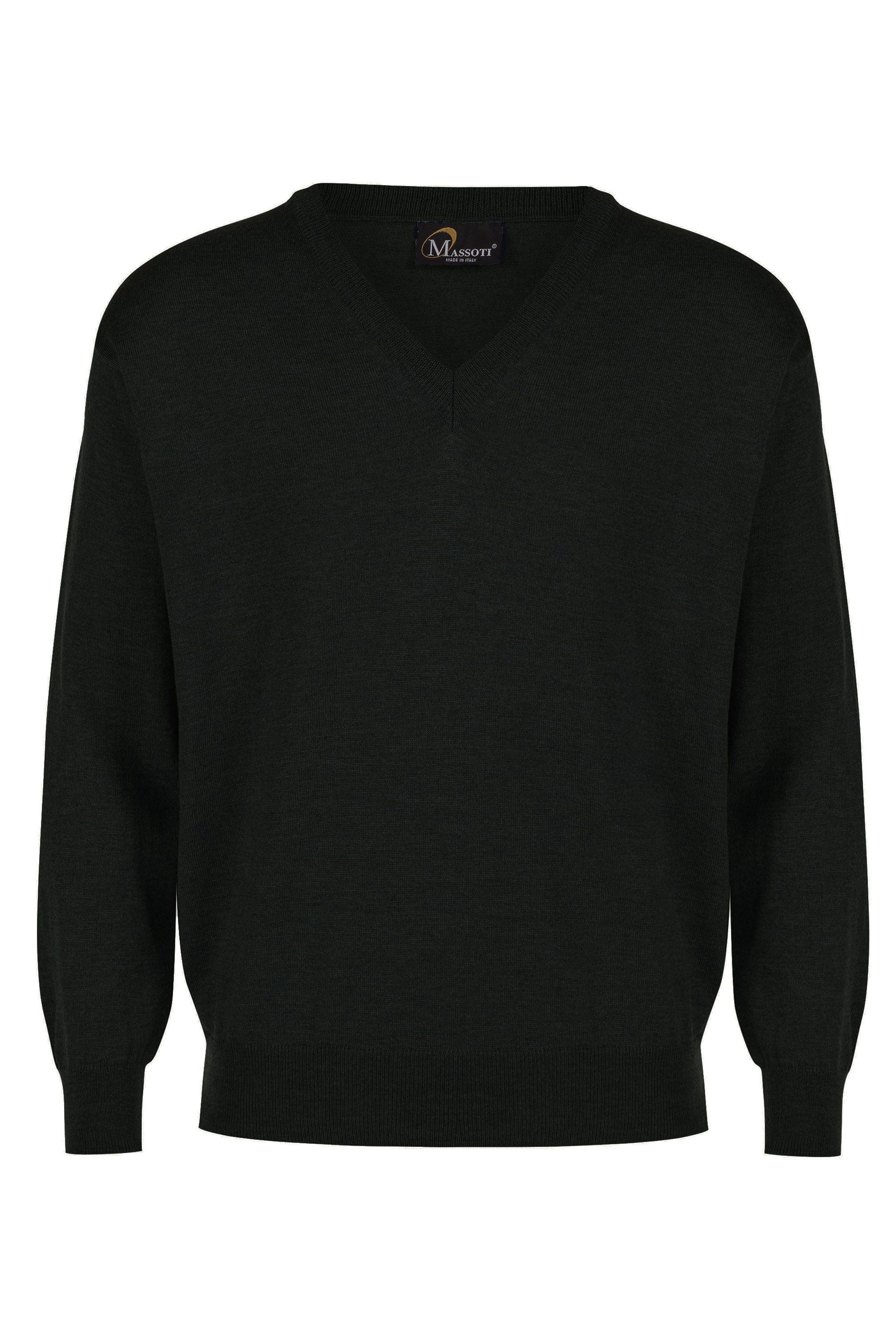 Extra Fine Merino Wool Crew Neck Jumper - Black