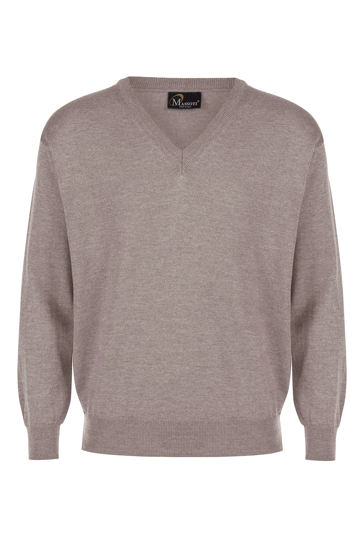Extra Fine Merino Wool V Neck Jumper - Beige
