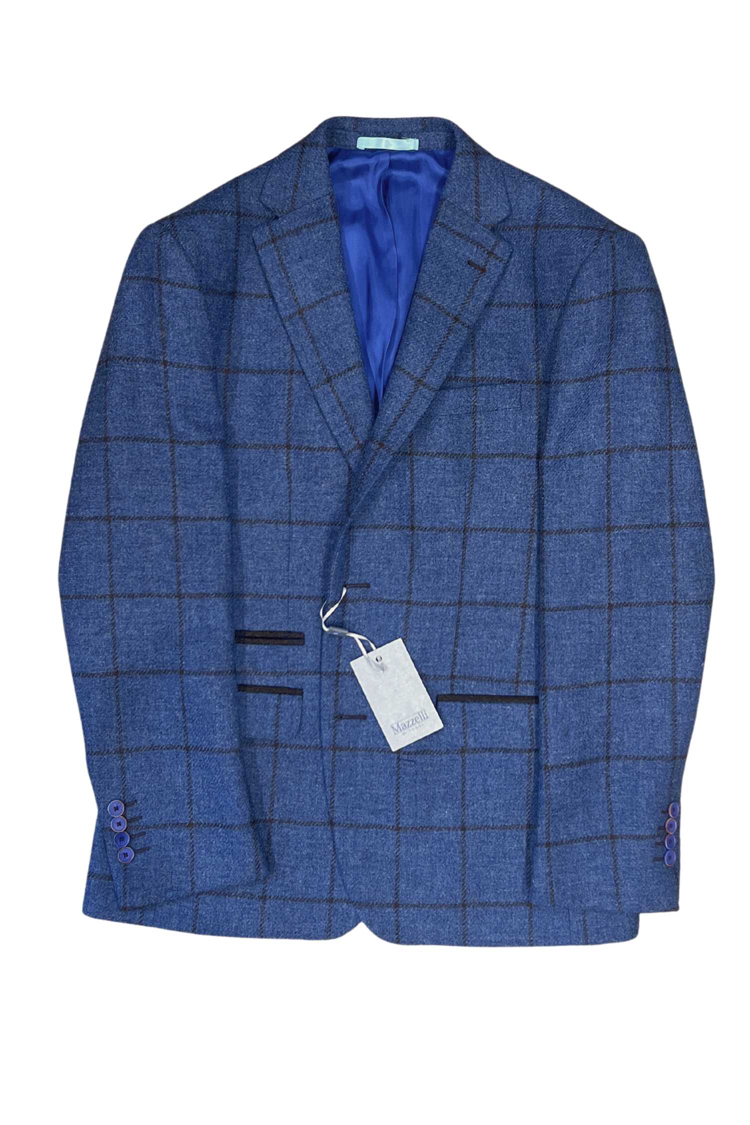 James Overcheck Pure Wool Jacket - Blue/Brown