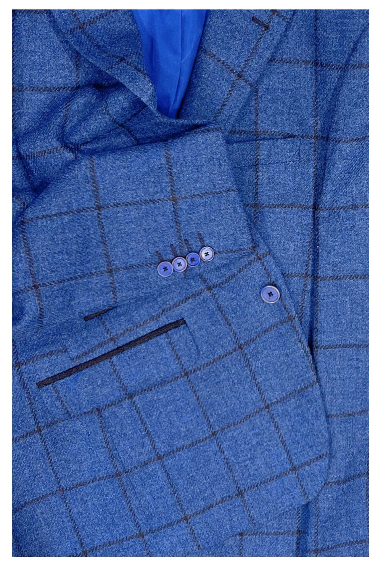 James Overcheck Pure Wool Jacket - Blue/Brown - Image 2