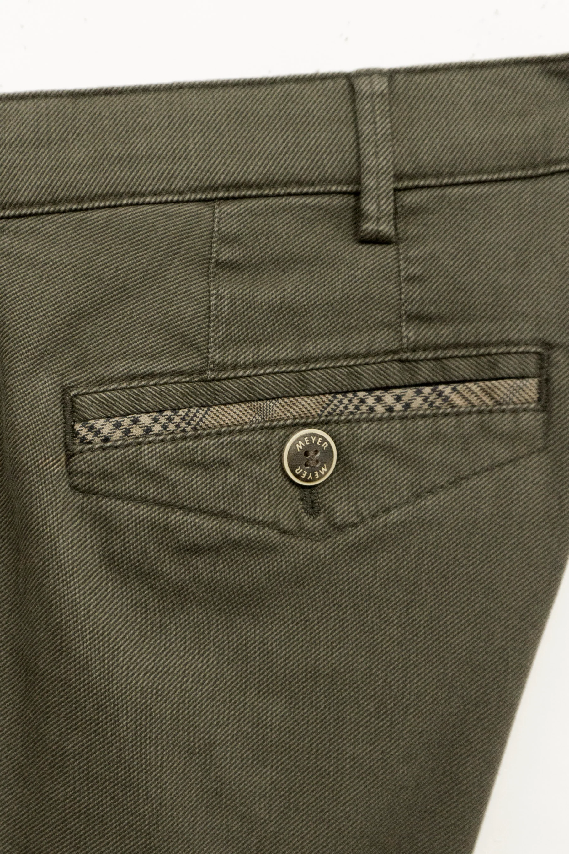 Chicago Cotton Stretch Micro Print Chinos - Dark Olive - Image 4