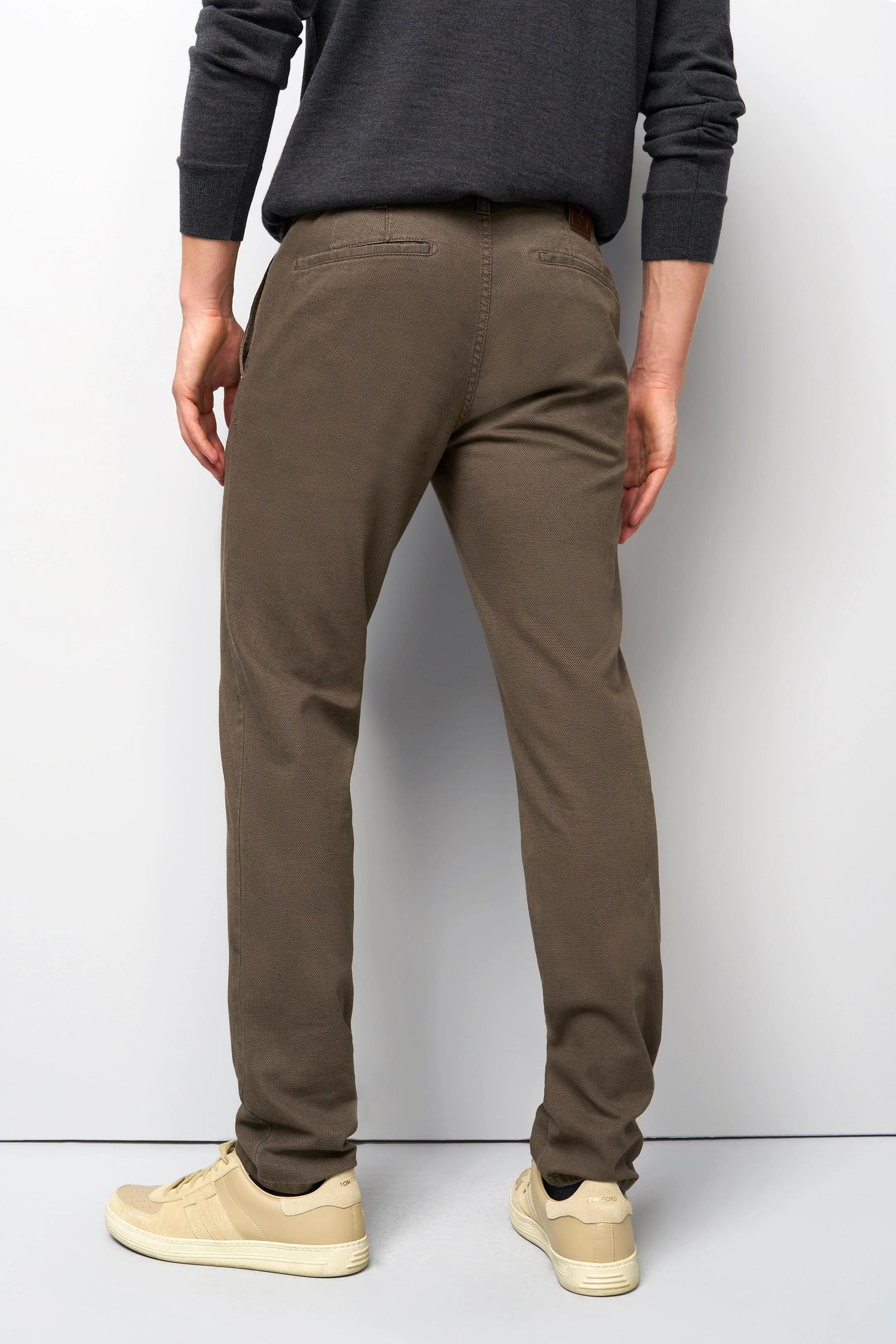 M5 Chino Stretch Micro Structure Trousers - Stone - Image 2