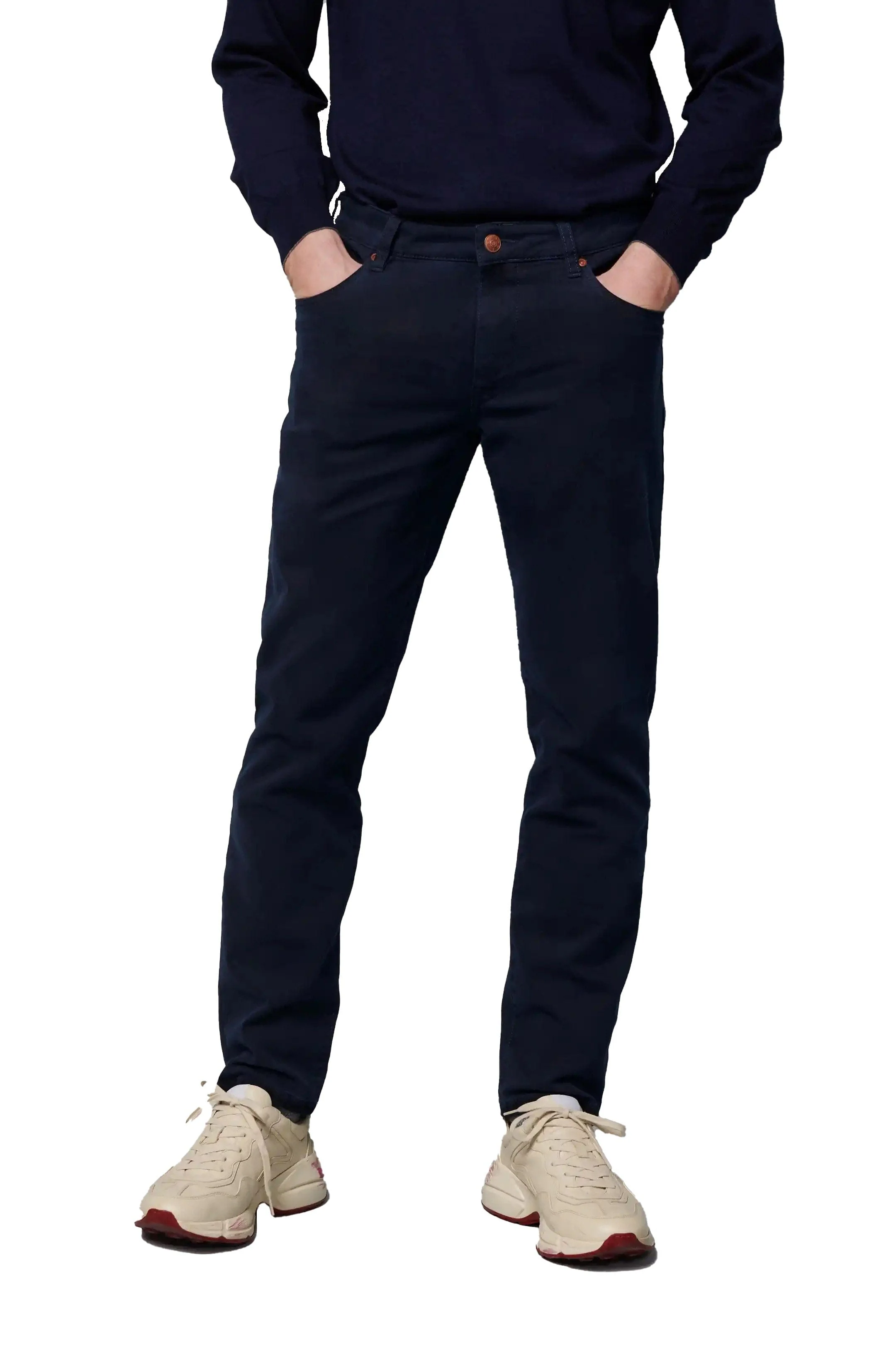 M5 Slim Micro Structure Cotton Stretch Chinos - Navy