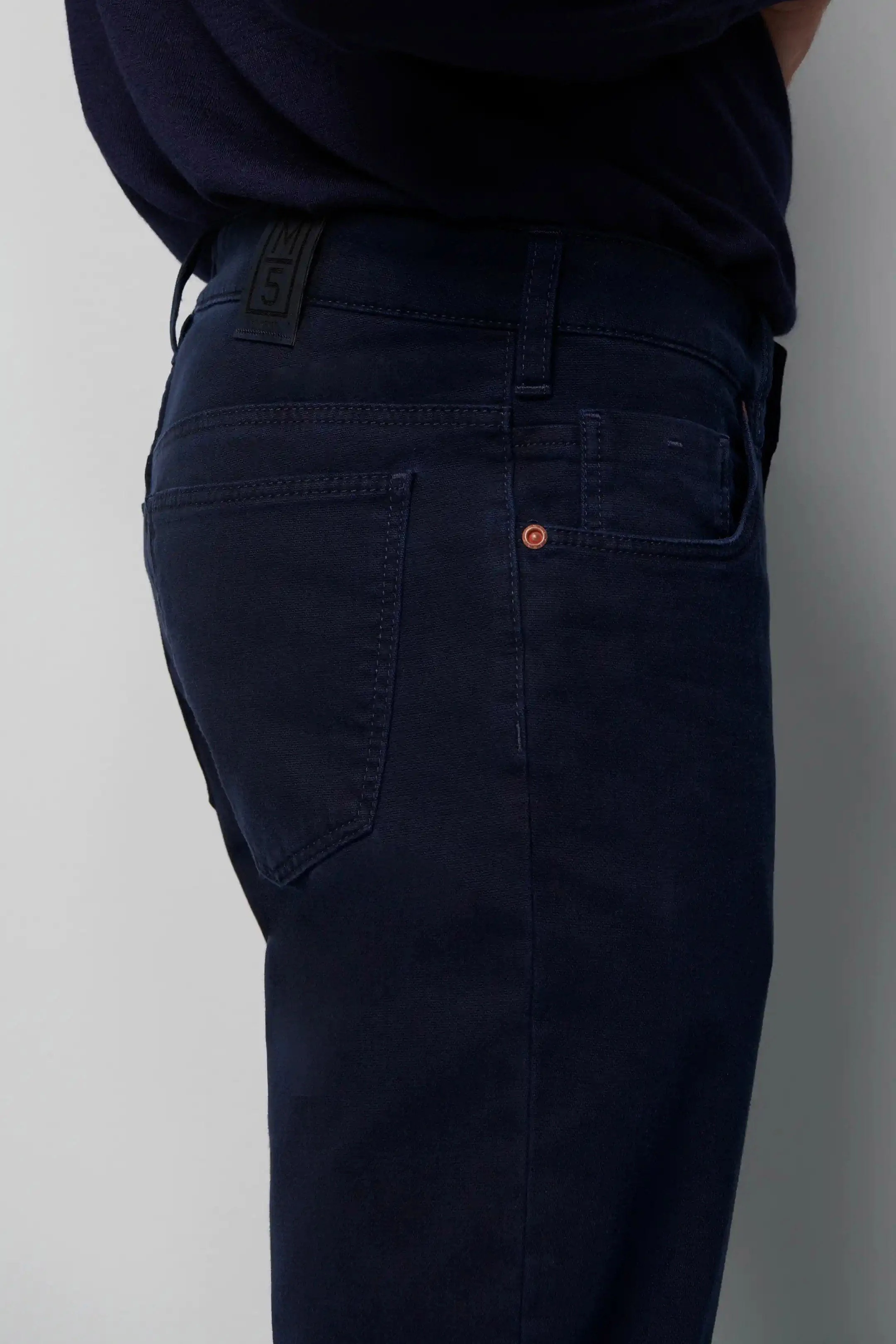 M5 Slim Micro Structure Cotton Stretch Chinos - Navy - Image 4