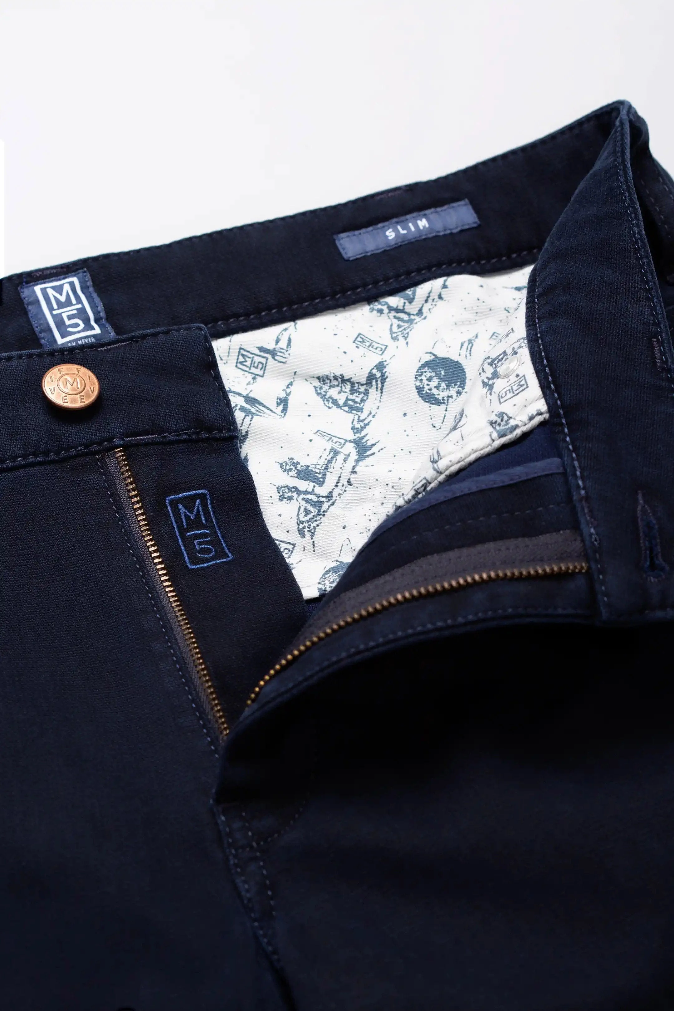 M5 Slim Micro Structure Cotton Stretch Chinos - Navy - Image 5