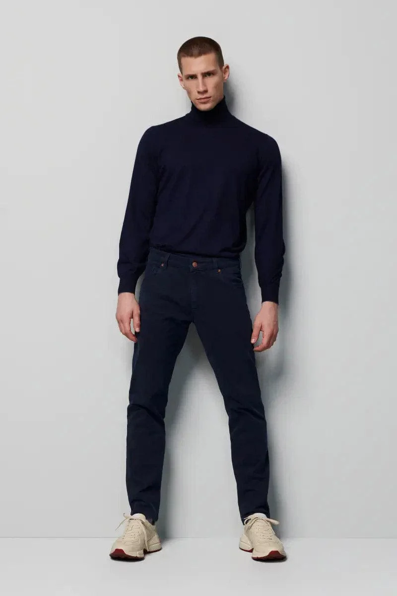 M5 Slim Micro Structure Cotton Stretch Chinos - Navy - Image 6