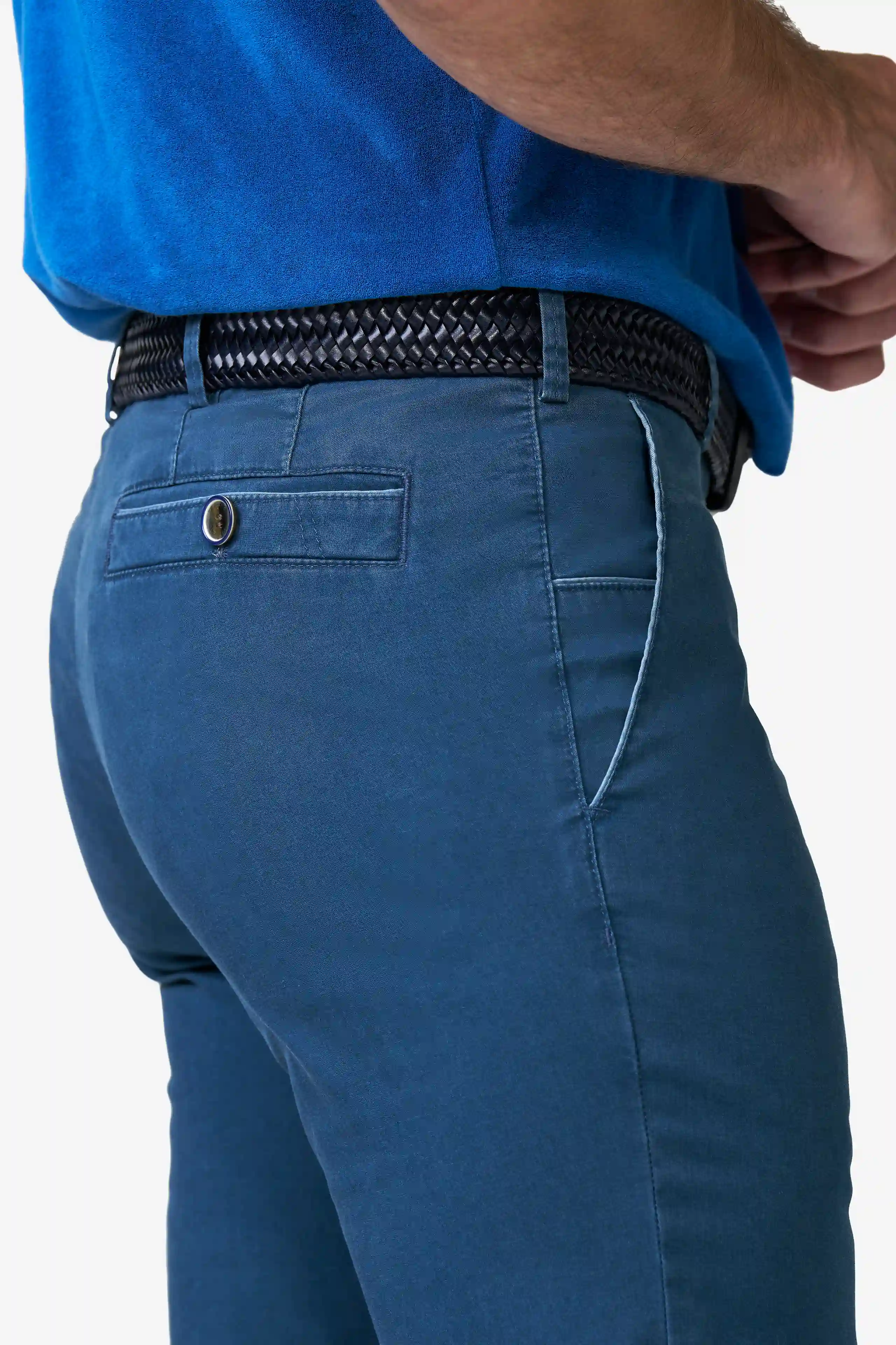 New York Stretch Light Delave Trousers - Mid Blue - Image 3